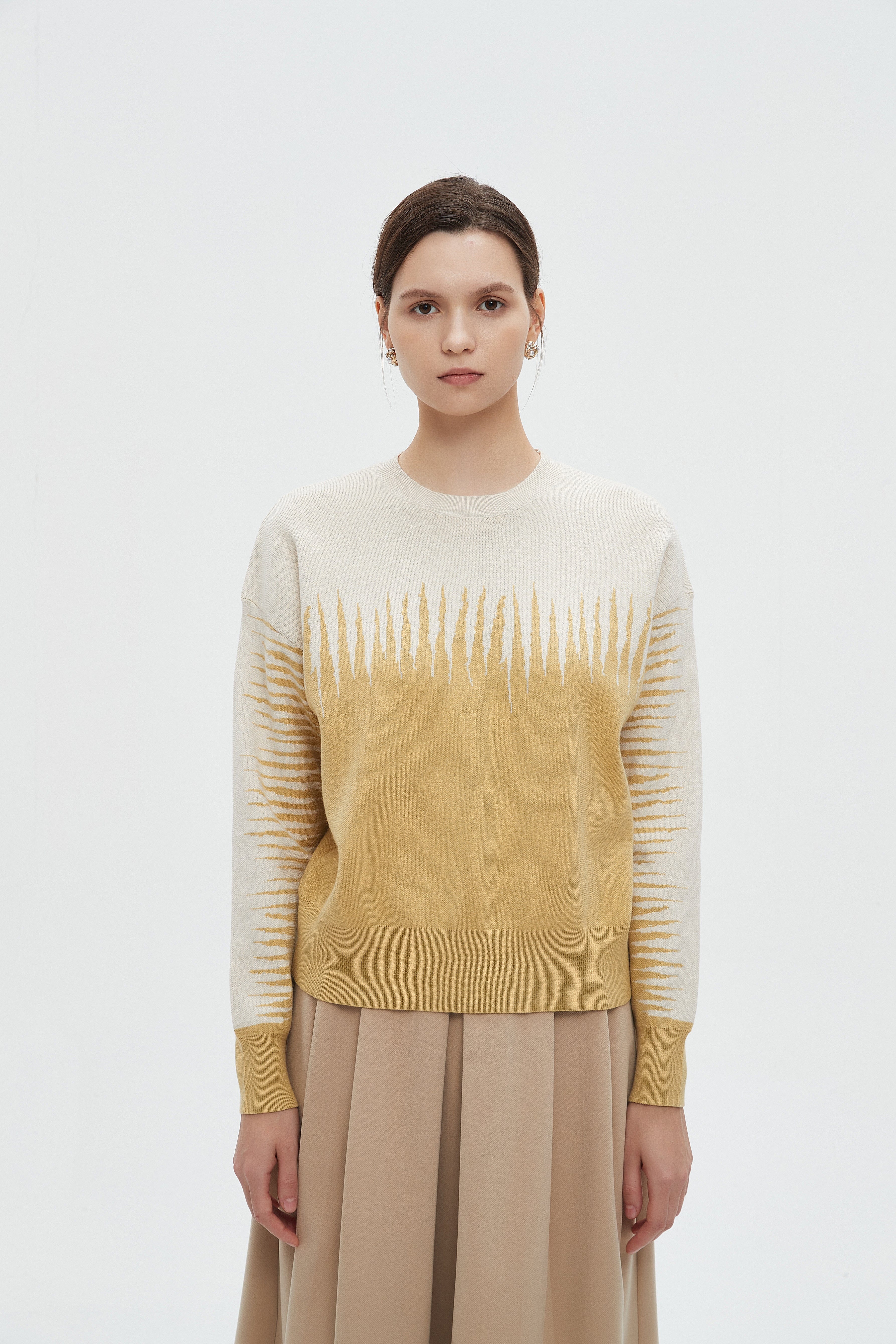 ميكا بلوزة نسائية برقبة دائرية وأكمام طويلة شتوية