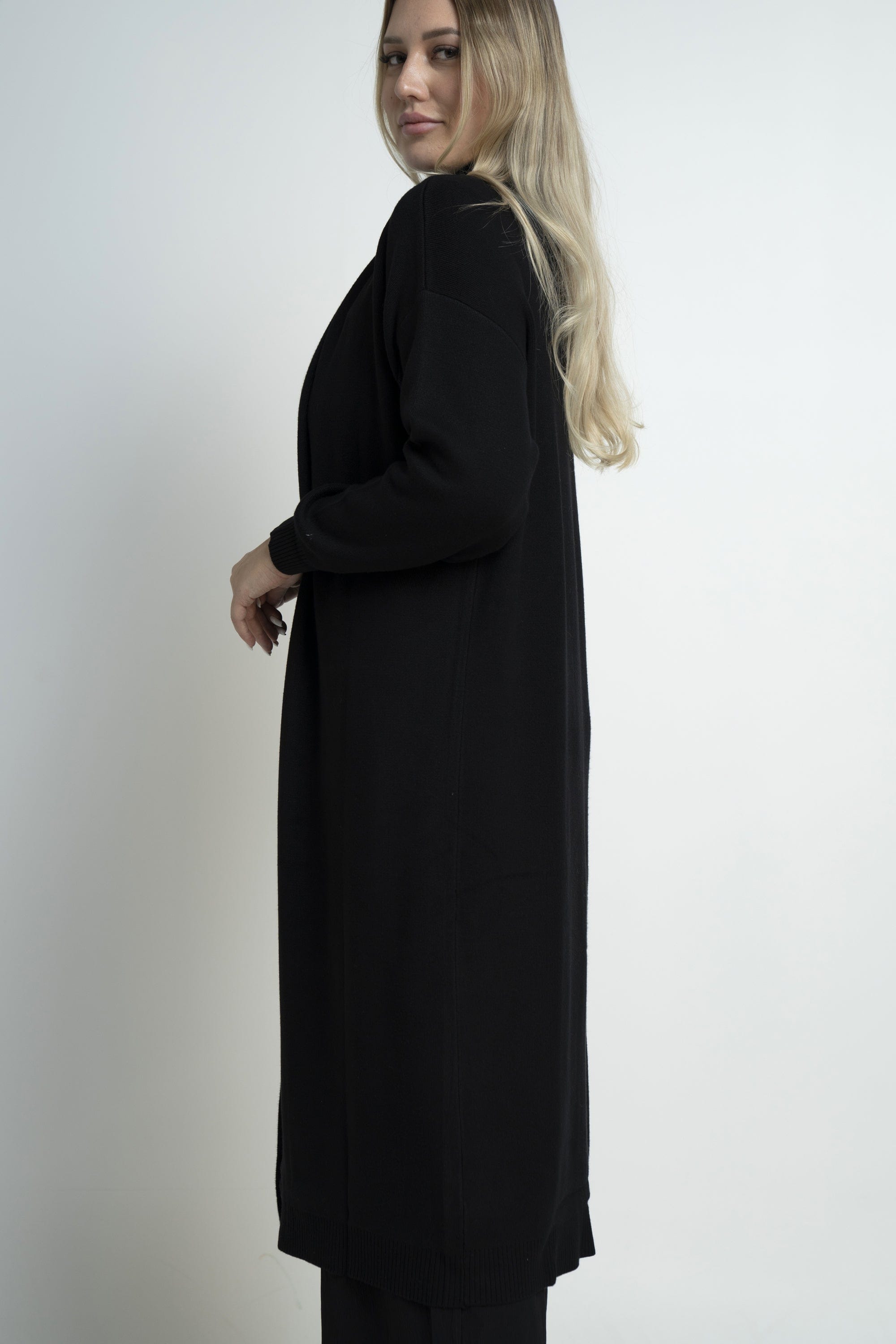 نتشي كارديجان سادة طويل مفتوح نسائي