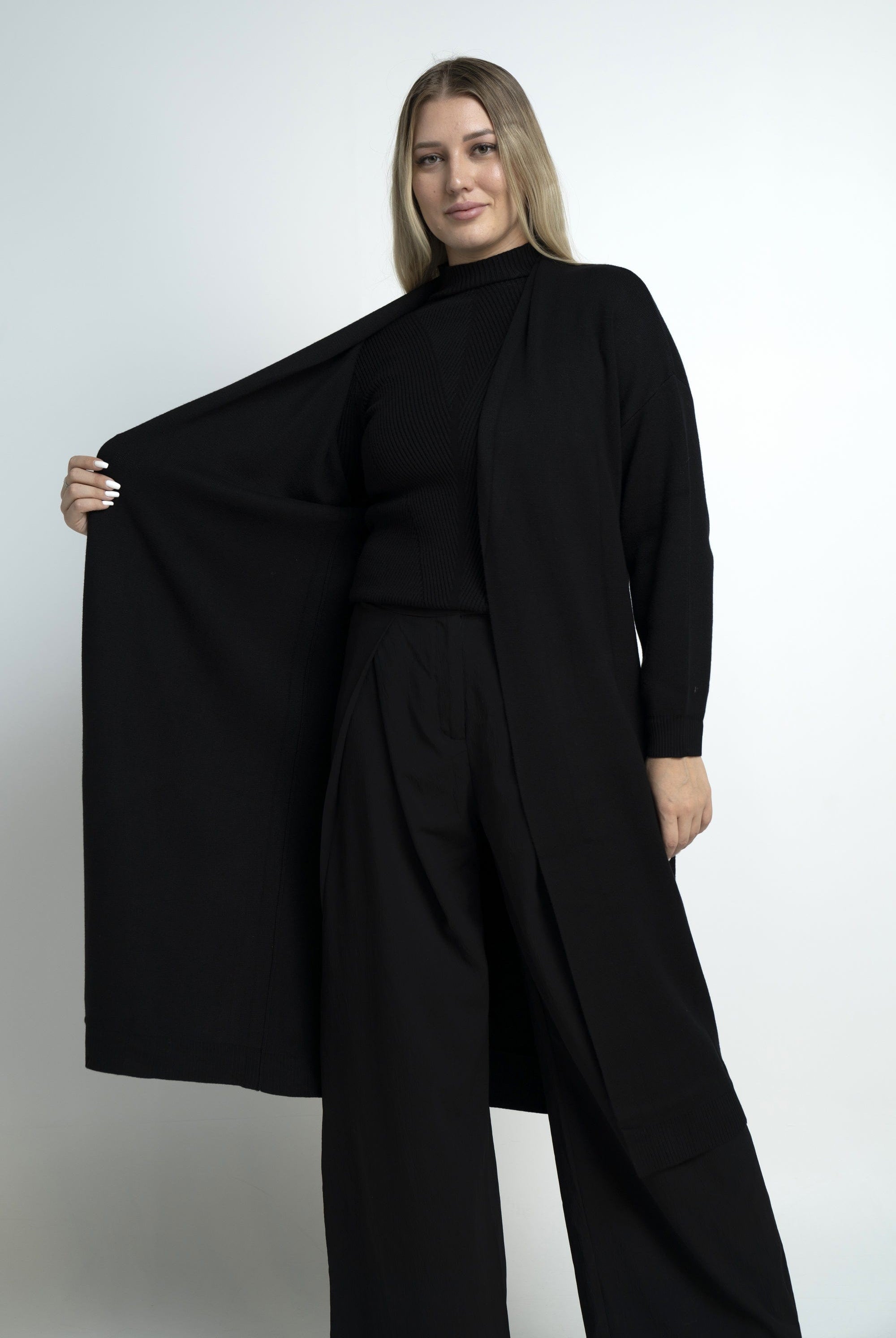 نتشي كارديجان سادة طويل مفتوح نسائي