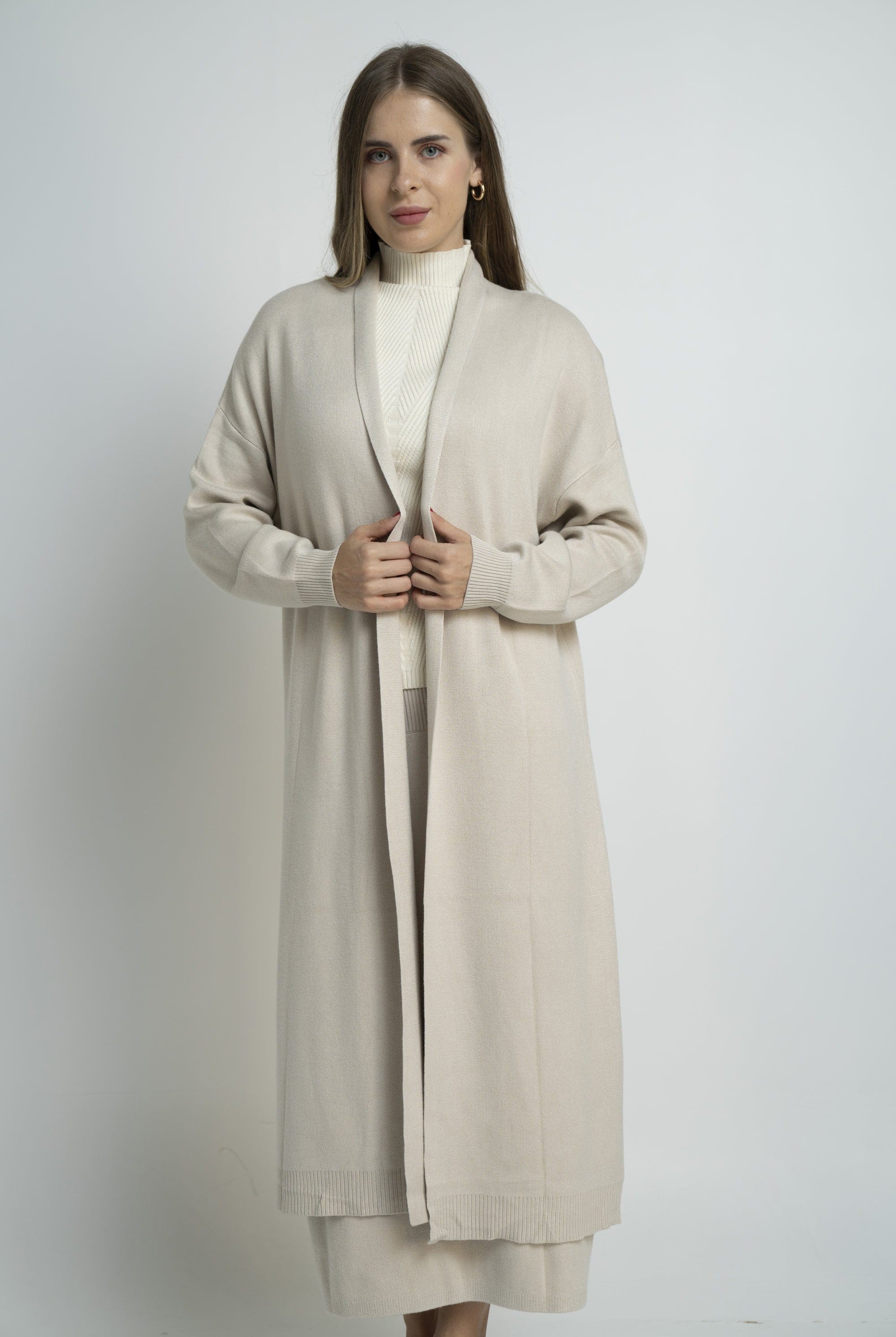 نتشي كارديجان سادة طويل مفتوح نسائي