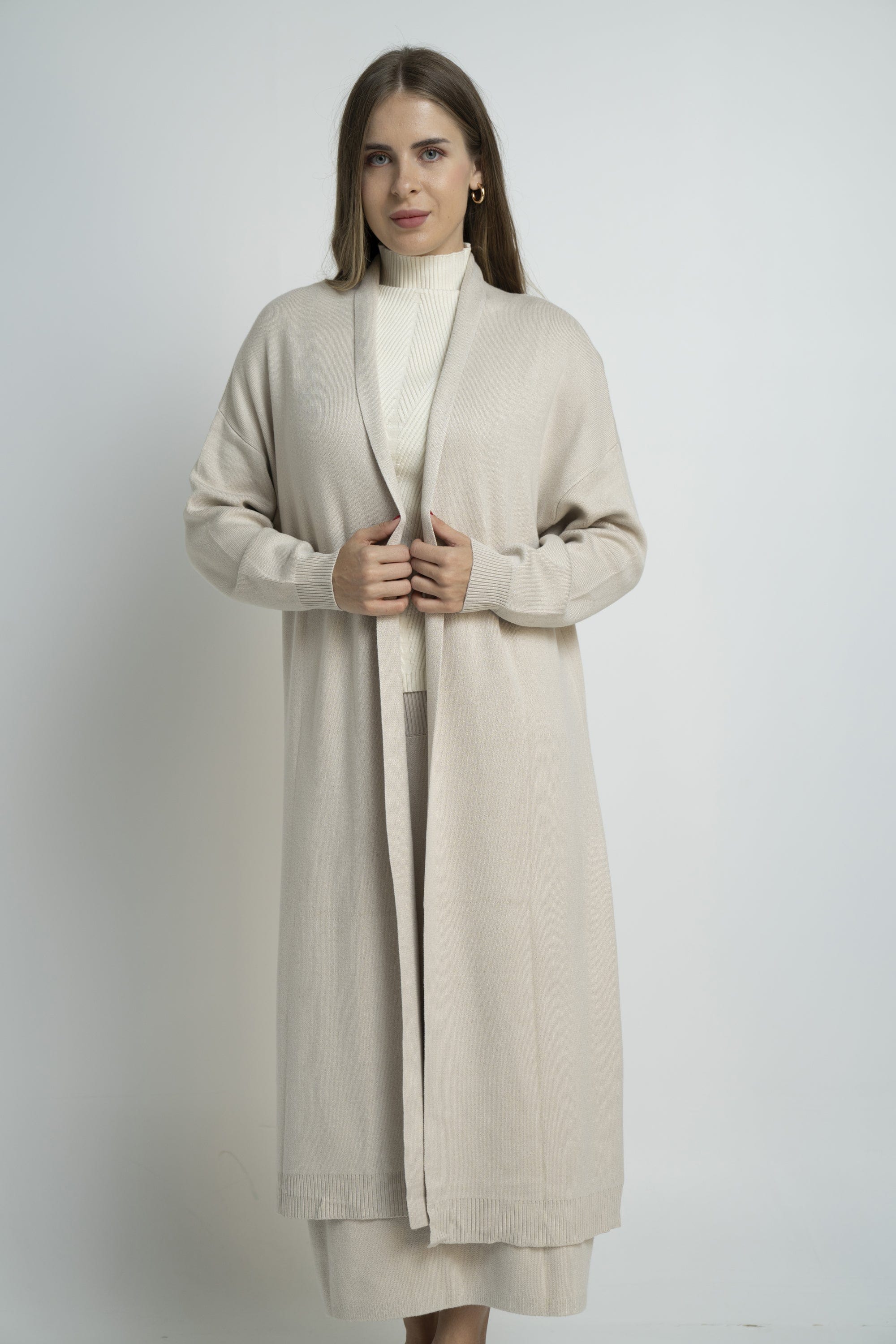 نتشي كارديجان سادة طويل مفتوح نسائي