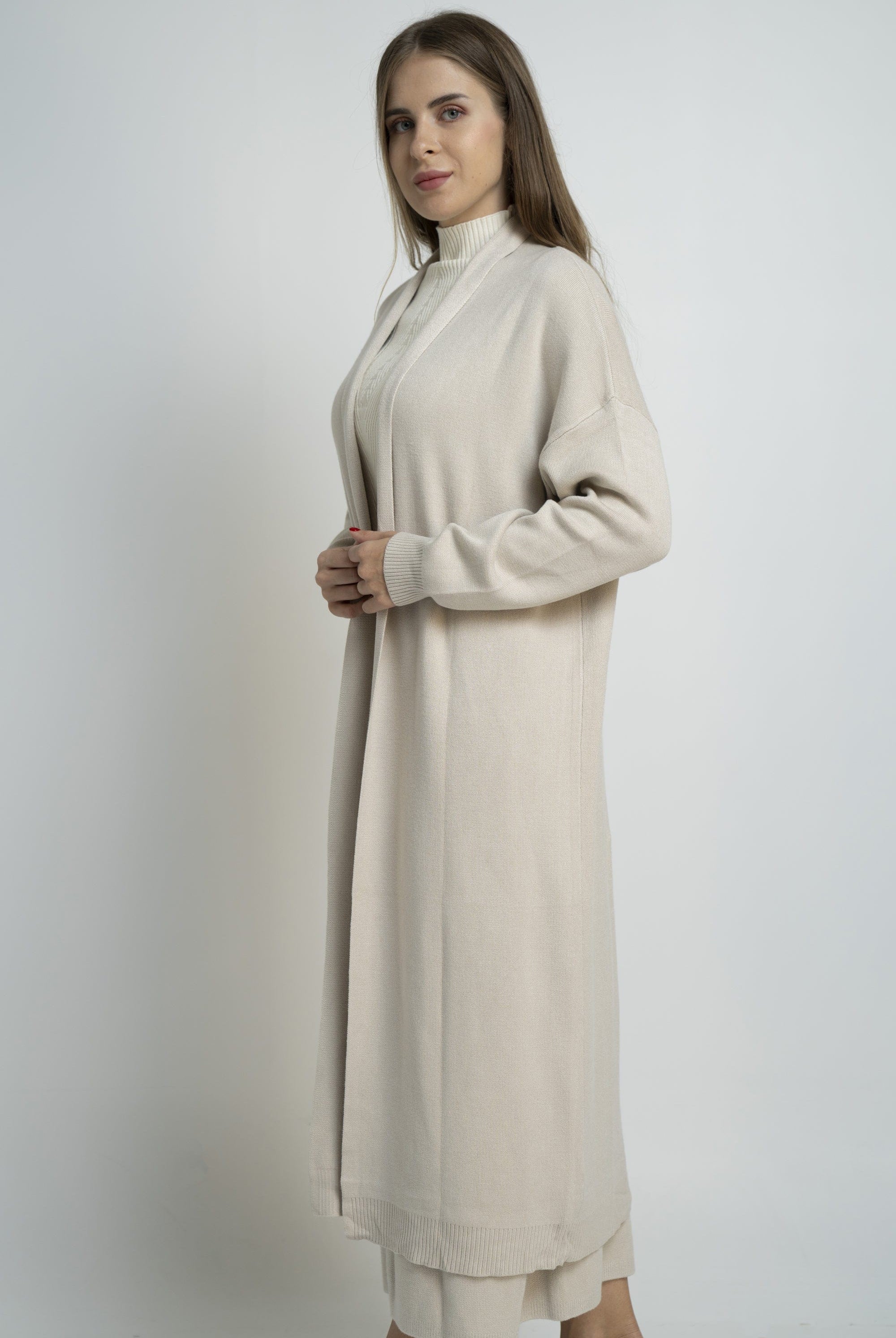 نتشي كارديجان سادة طويل مفتوح نسائي