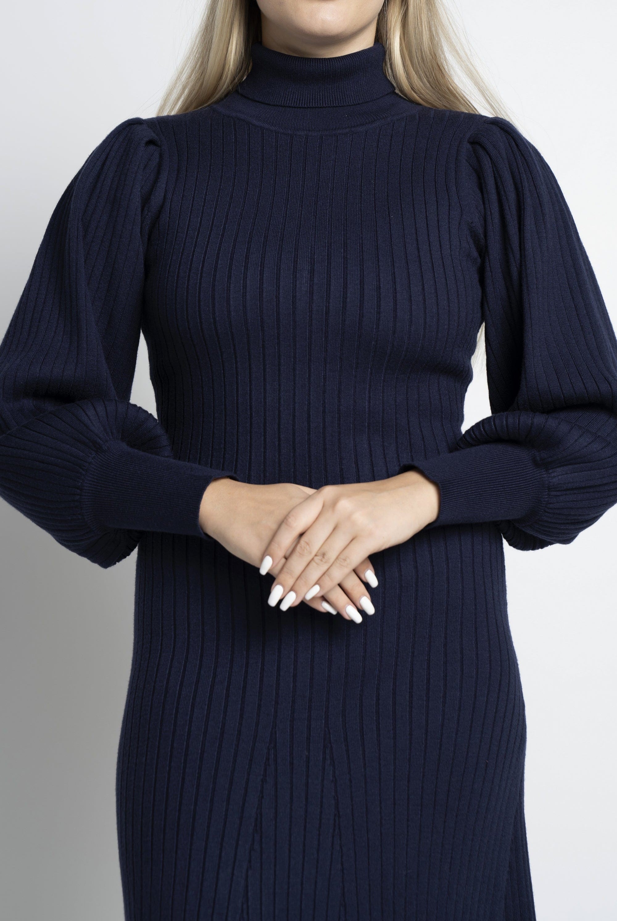 نتشي فستان ميدي مضلع كم طول بف نسائي