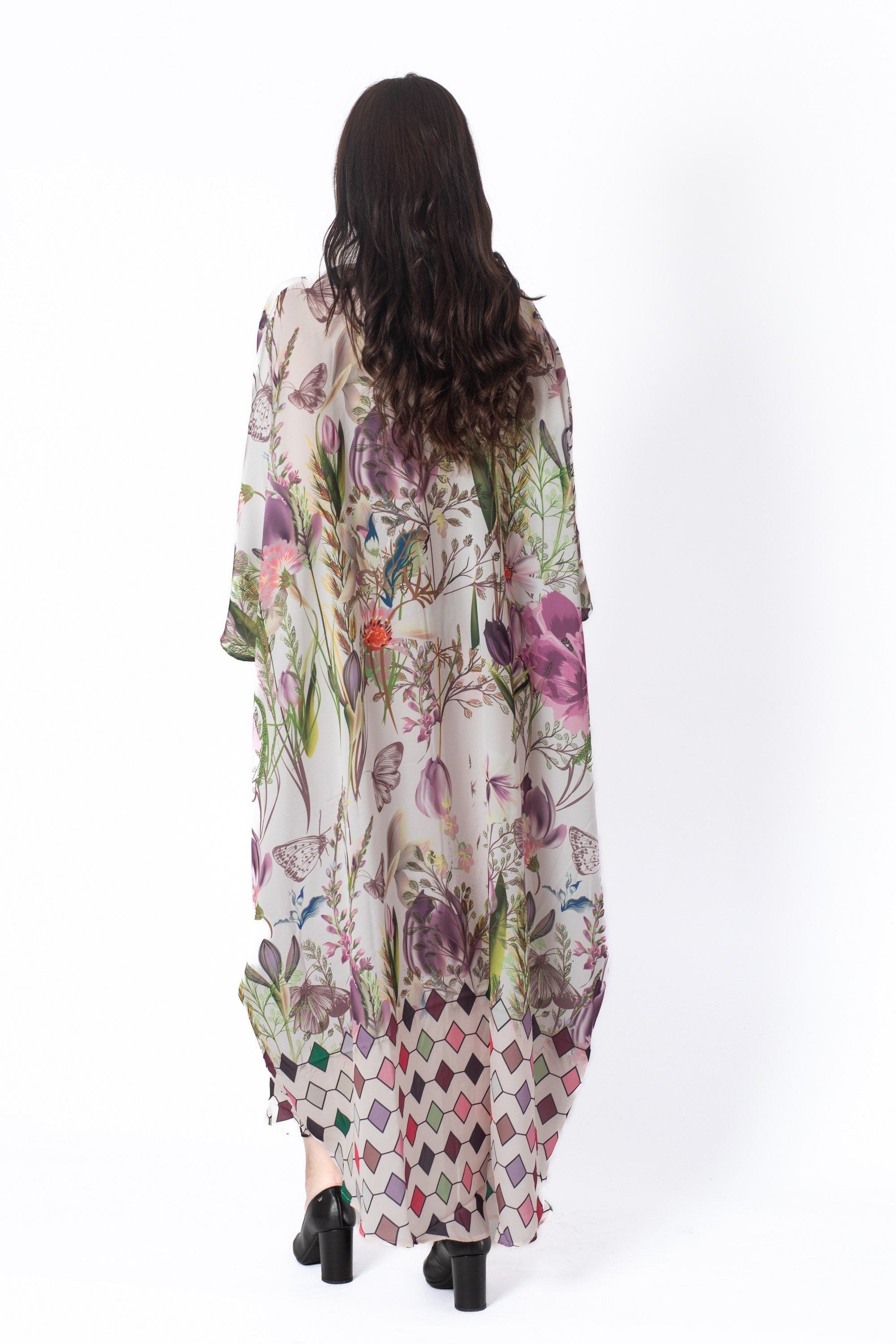 ديامانتين غندورة كم 3/4 موردة واسعة نسائي متعدد الألوان