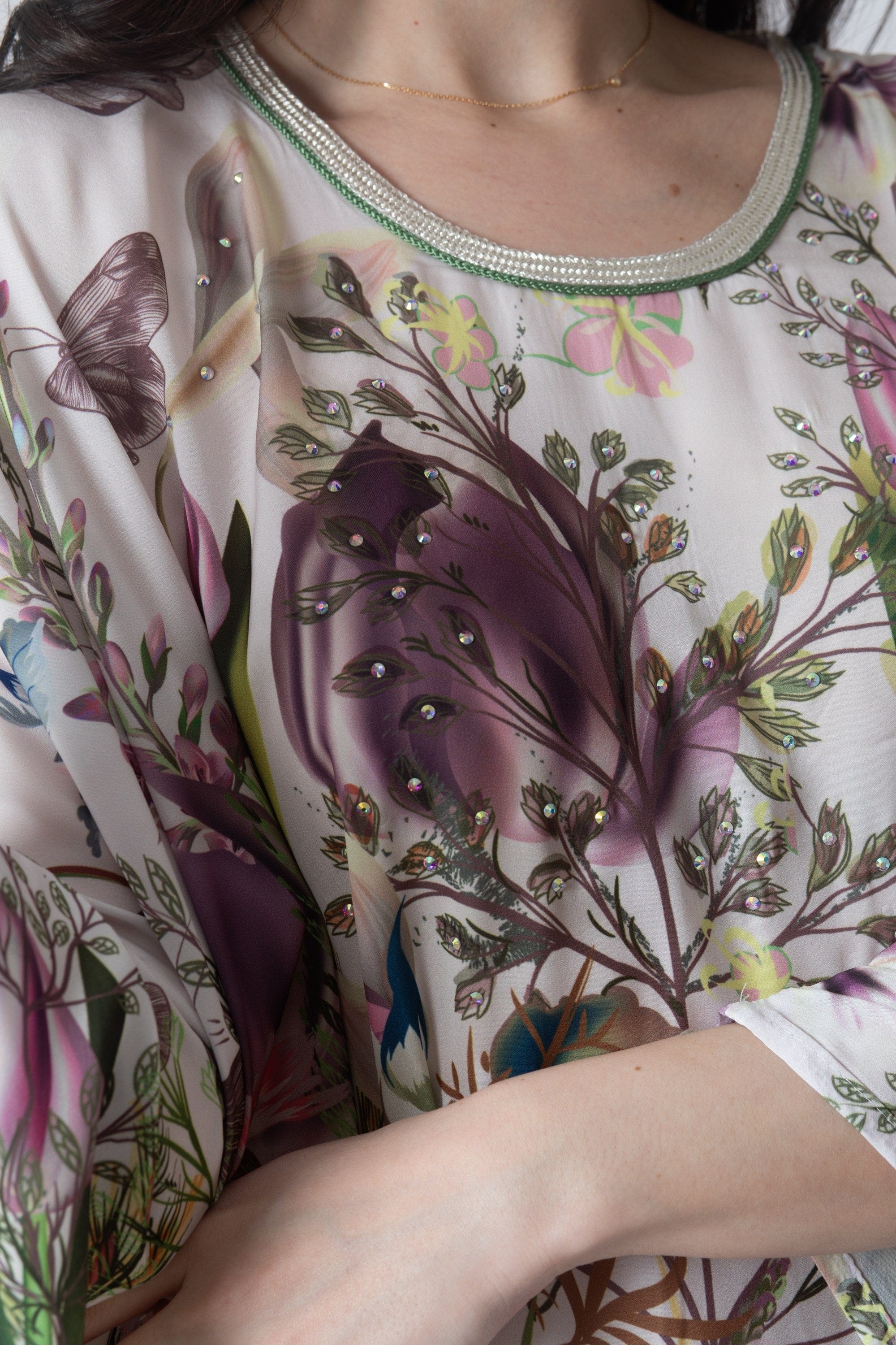 ديامانتين غندورة كم 3/4 موردة واسعة نسائي متعدد الألوان