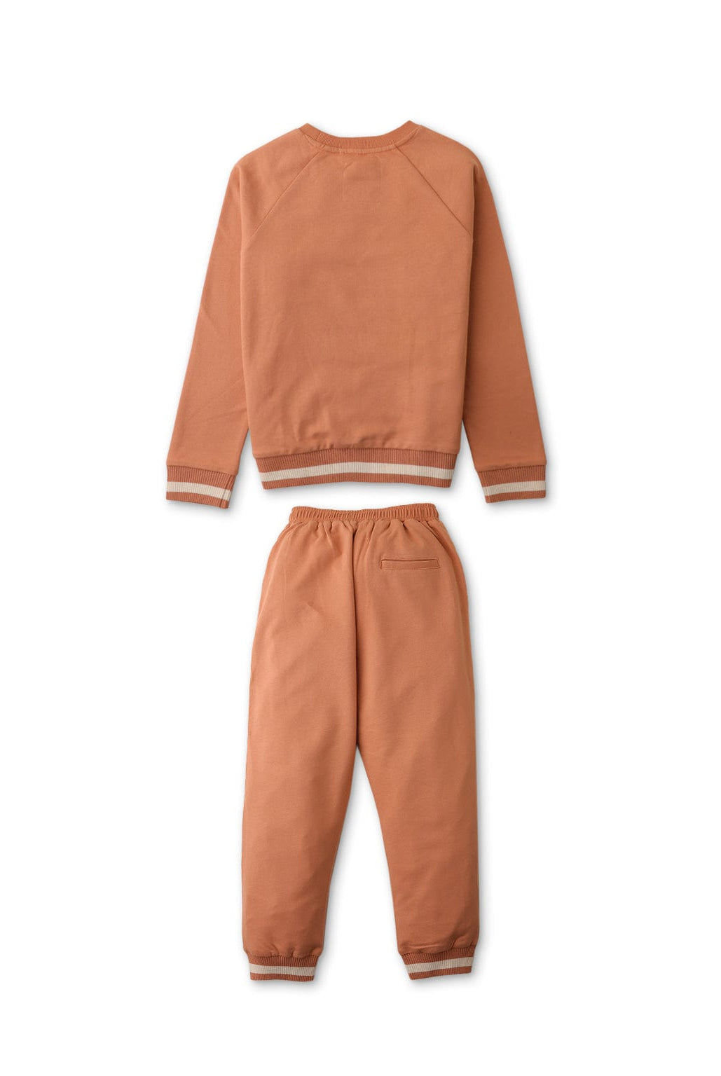 جينجرسنابس طقم بنطلون ولادي سادة بأسورة مخططة من أسفل بني