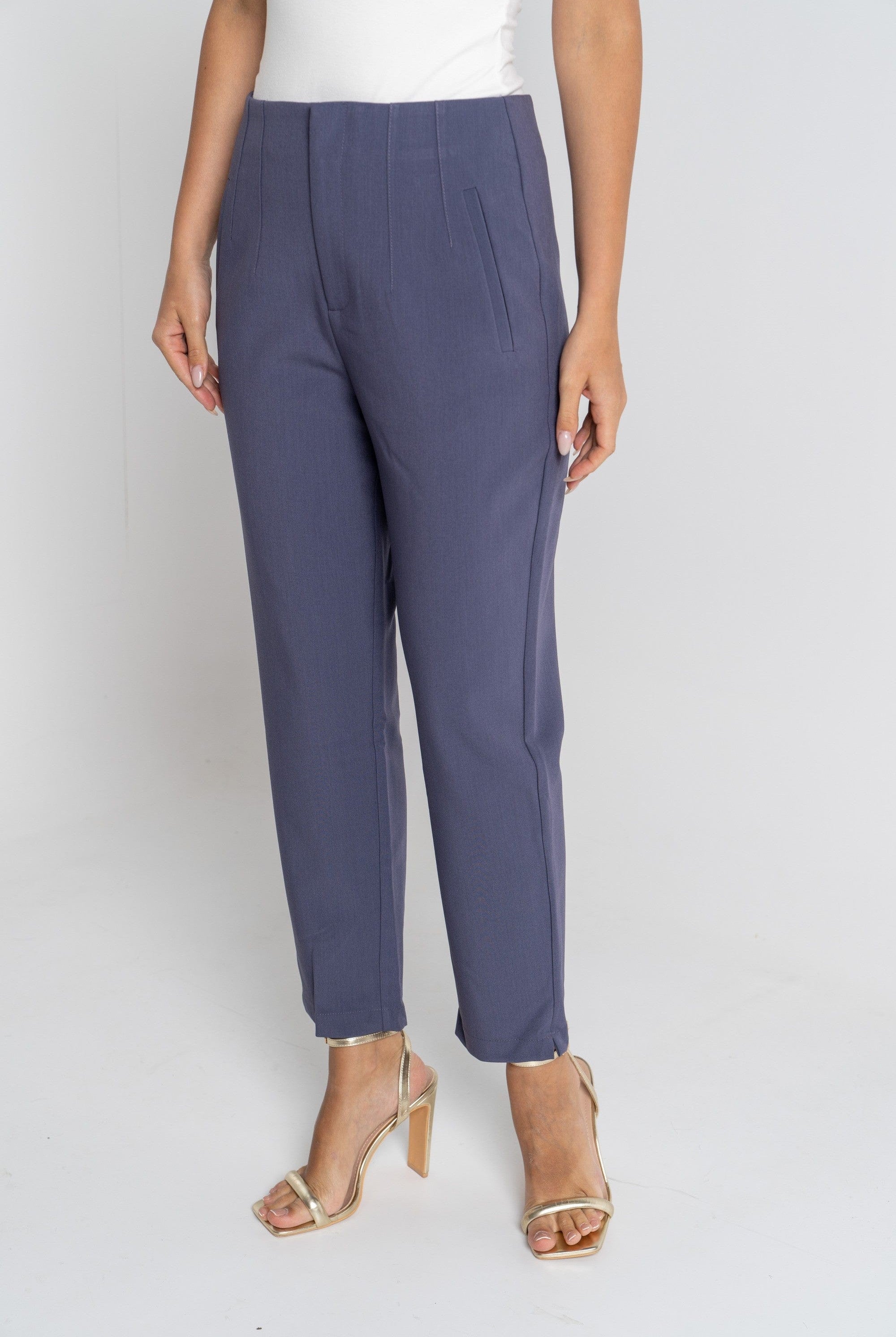 ميكا بنطلون طويل سادة بكسرات