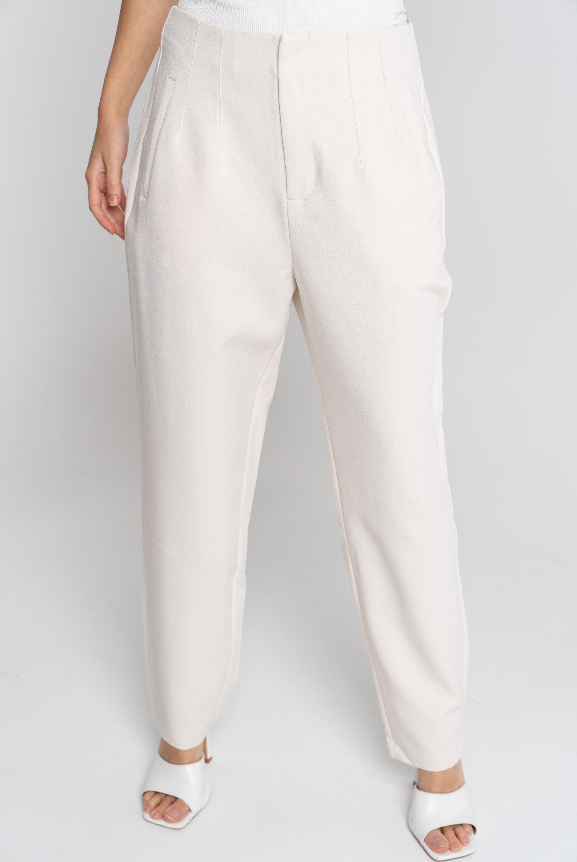 ميكا بنطلون طويل سادة بكسرات