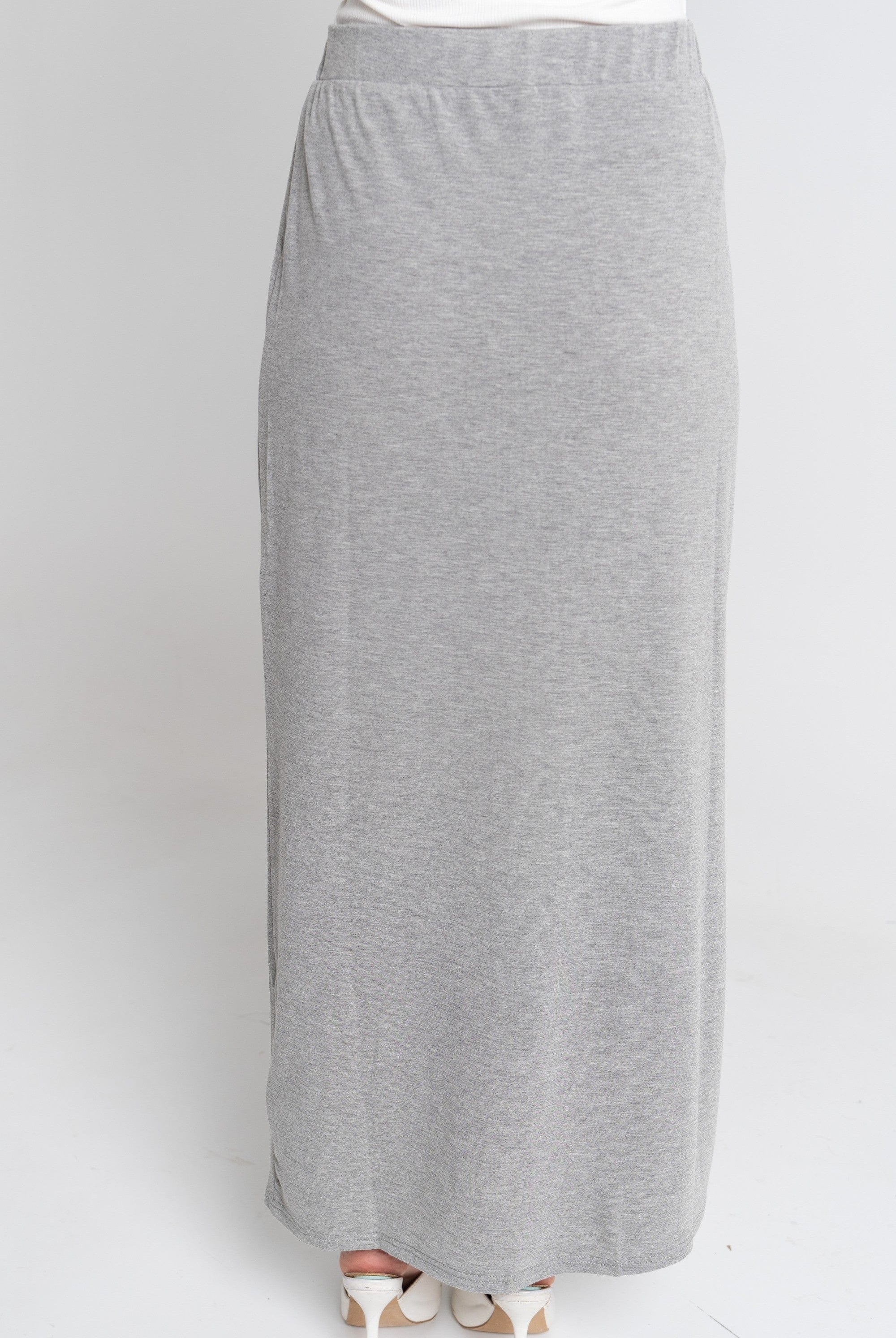 ميكا تنورة نسائية طويلة سادة بخصر مطاطي