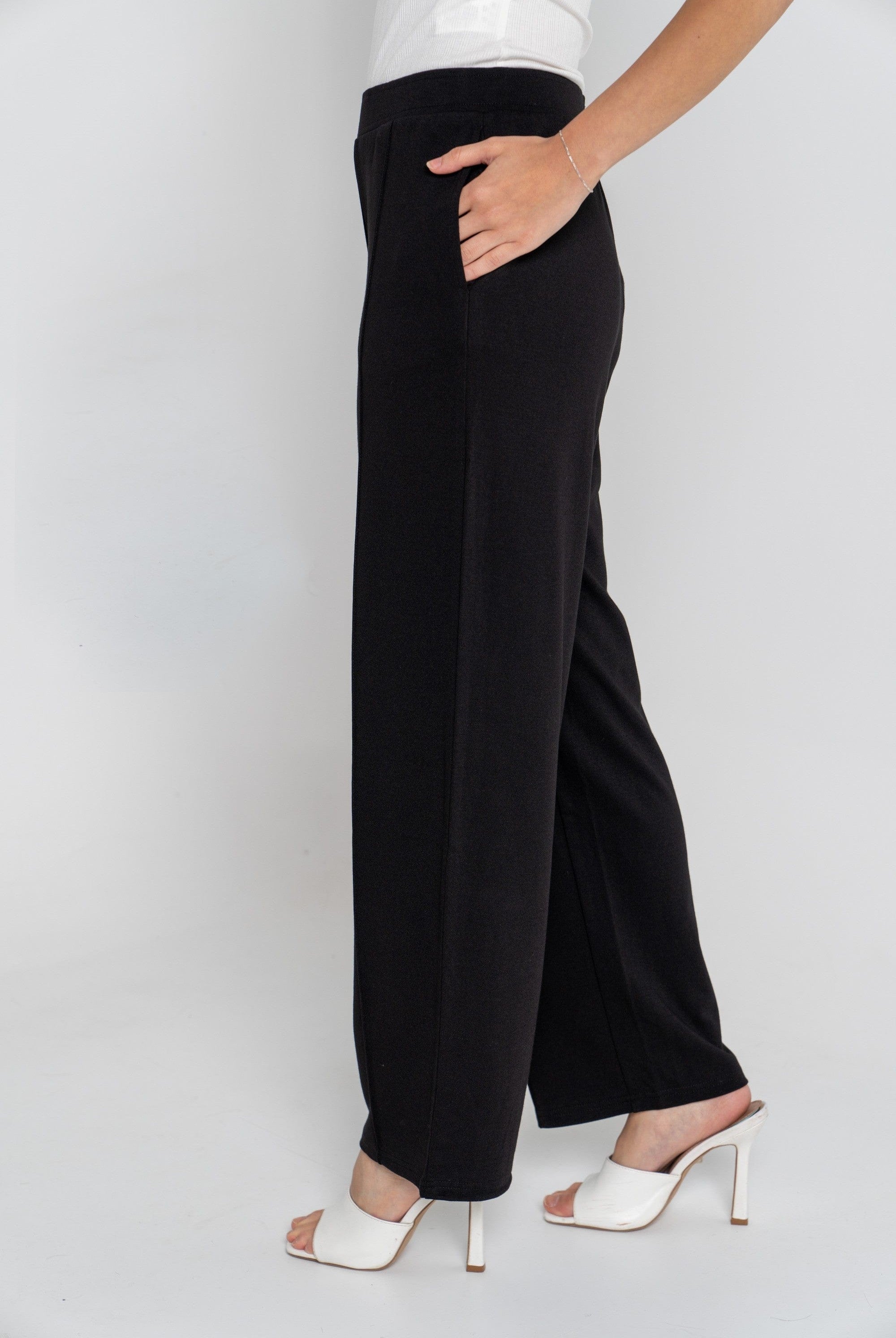 ميكا بنطلون طويل سادة بجيوب أمامية