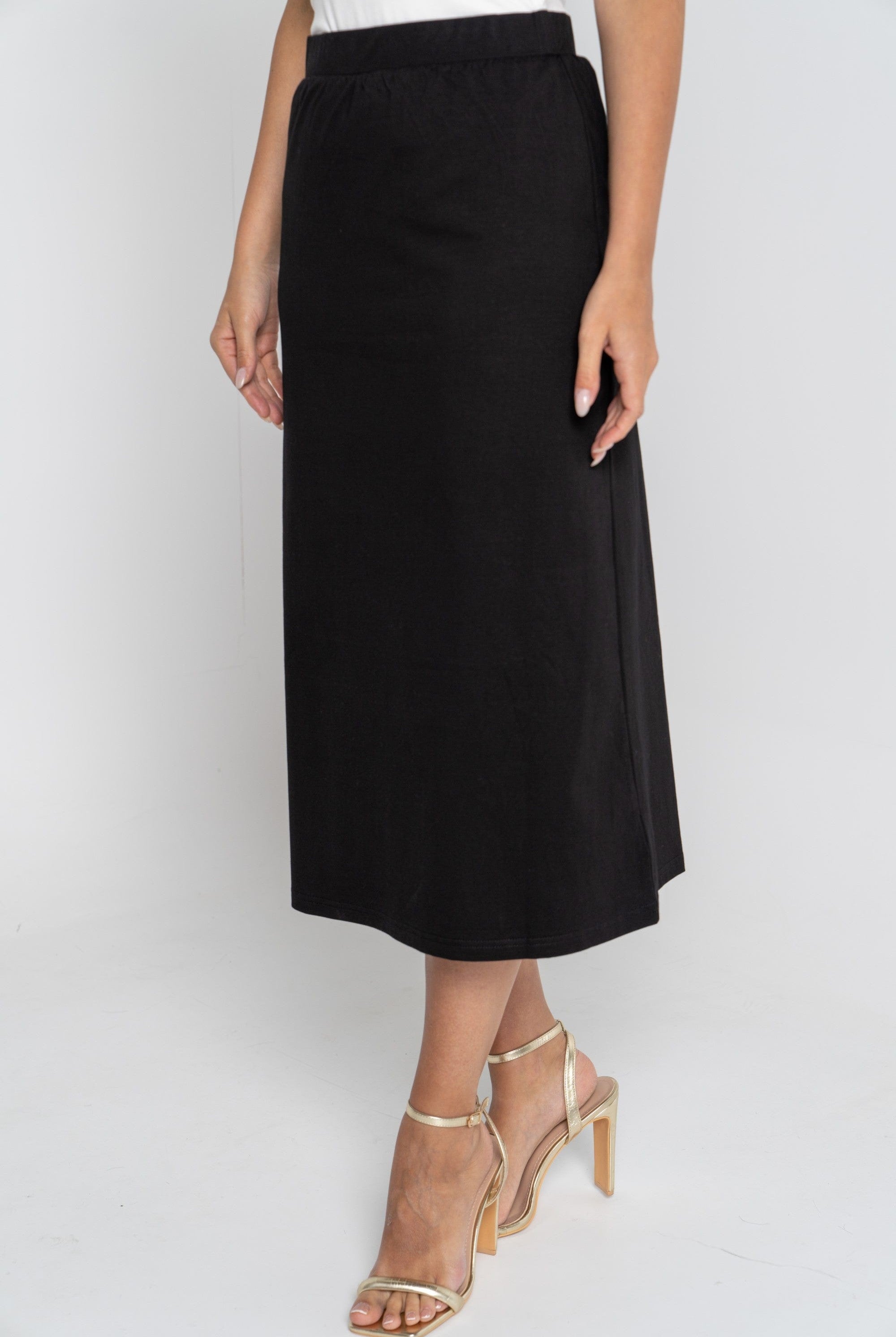 ميكا تنورة ميدي سادة نسائية بخصر مطاطي