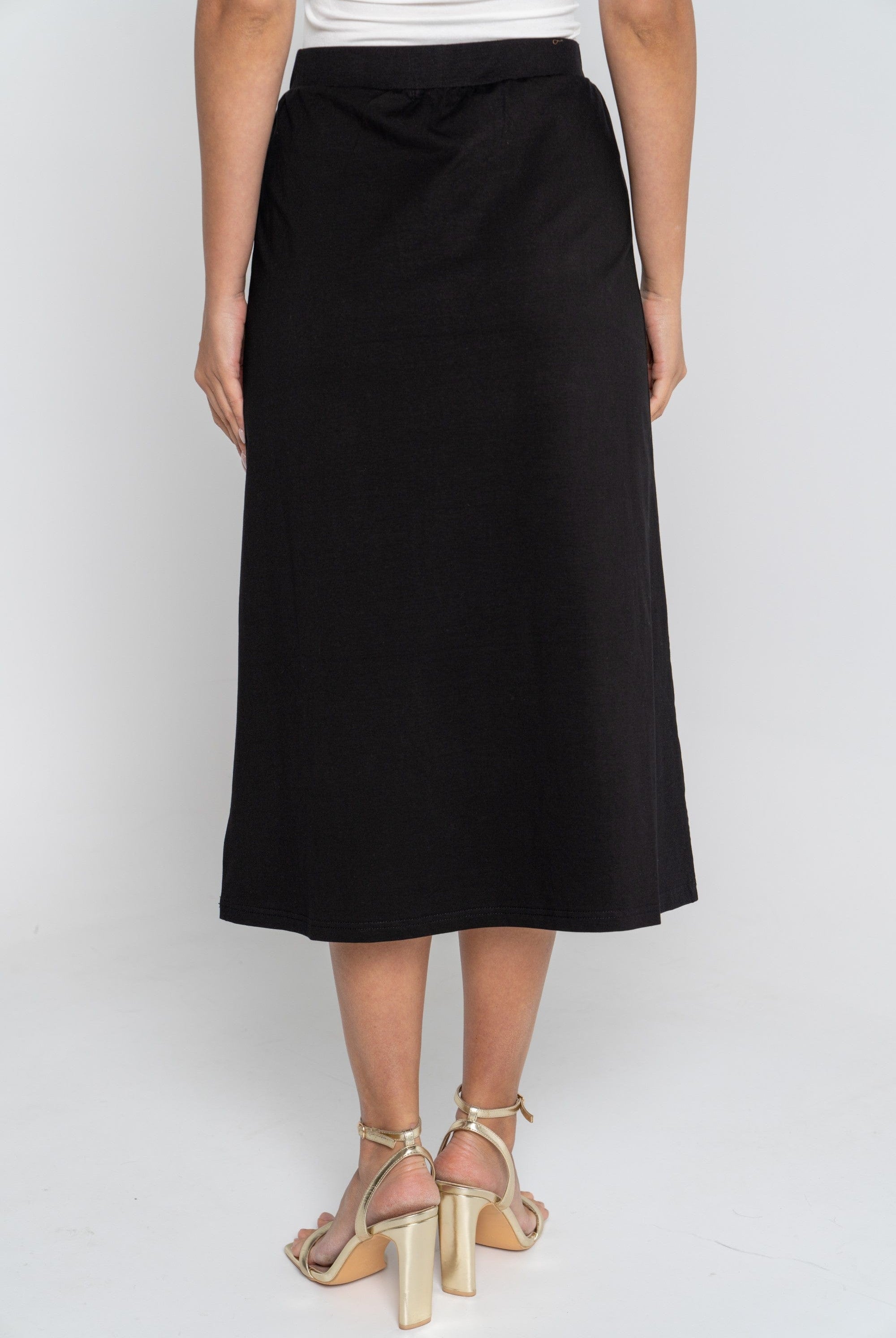 ميكا تنورة ميدي سادة نسائية بخصر مطاطي