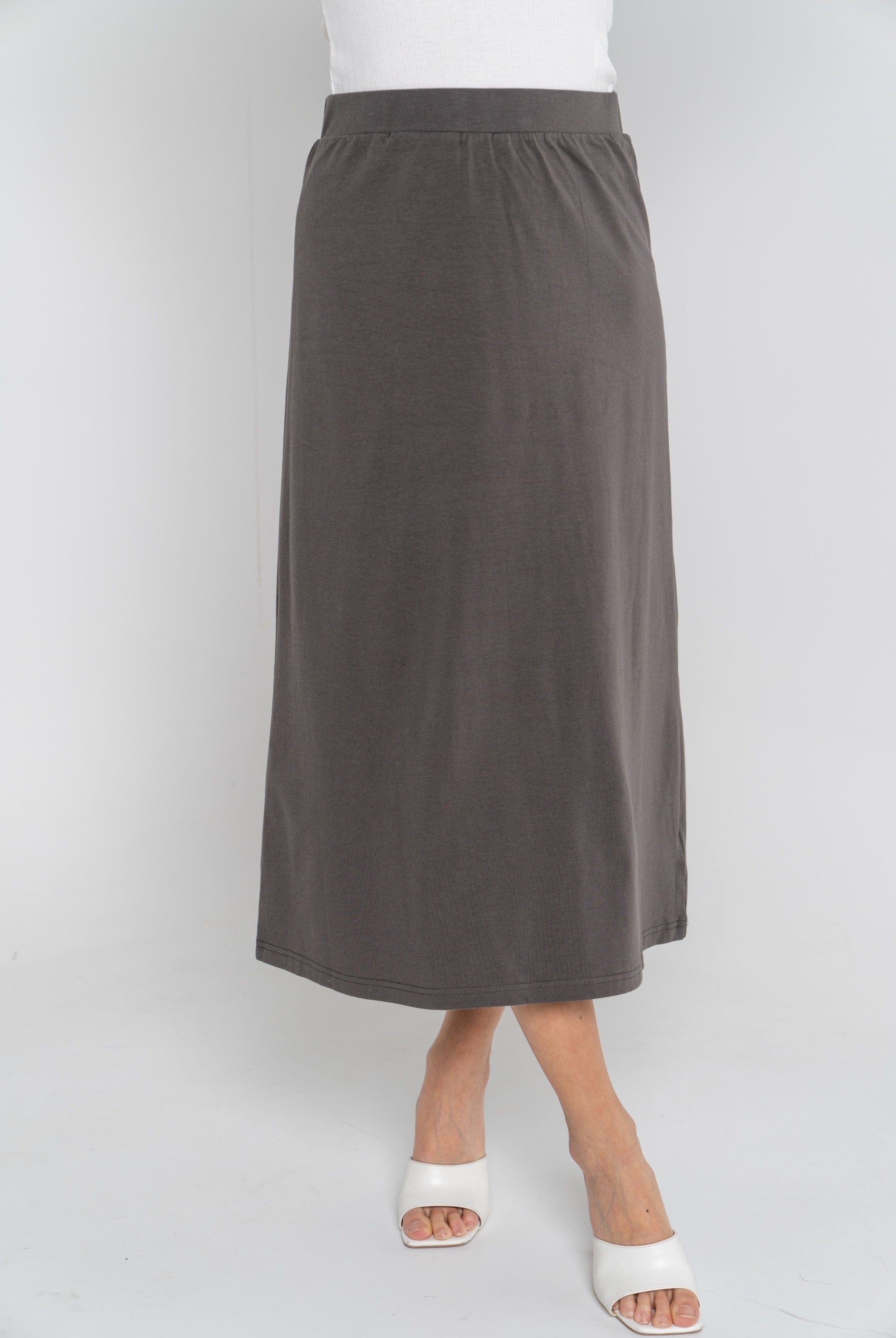 ميكا تنورة ميدي سادة نسائية بخصر مطاطي