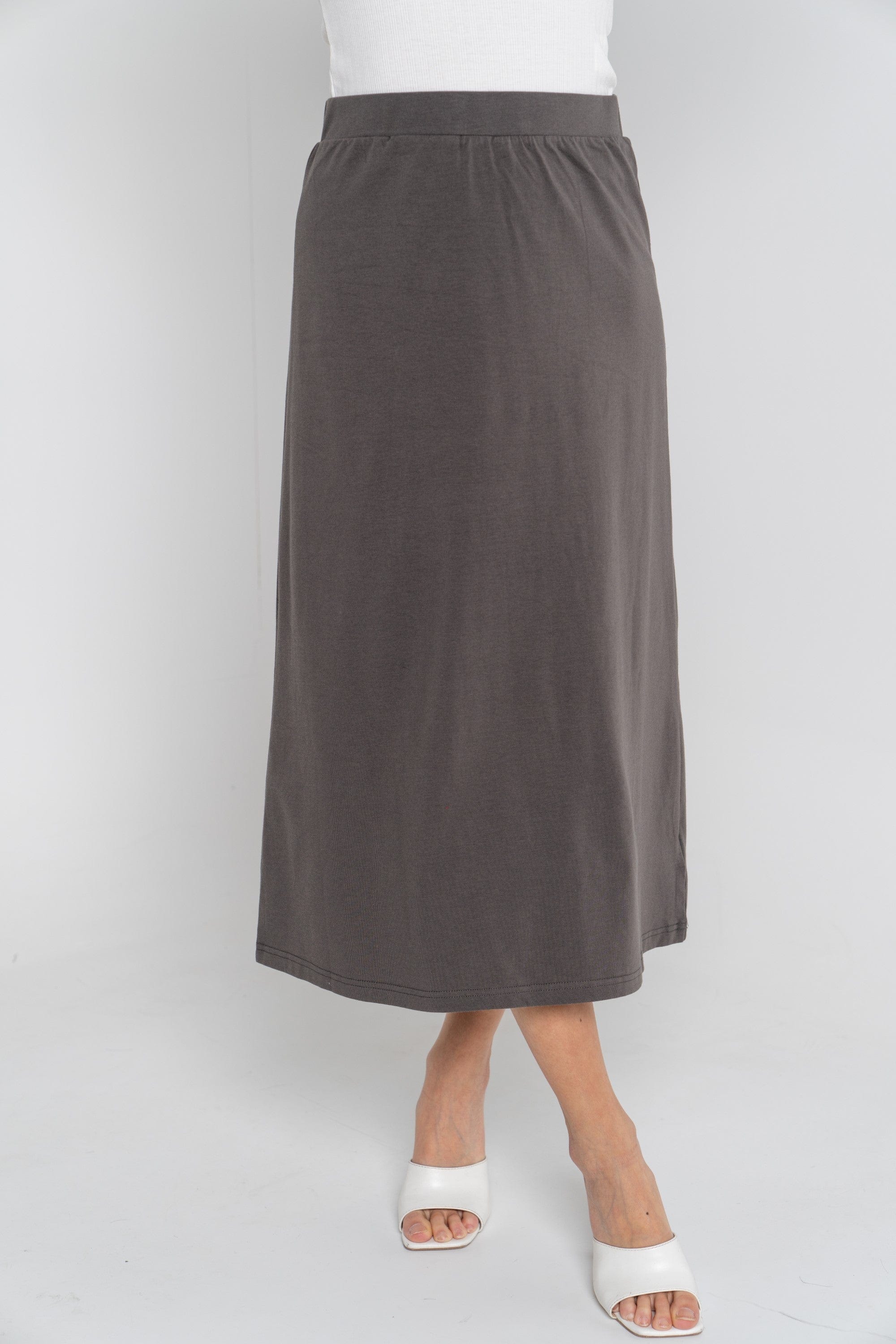 ميكا تنورة ميدي سادة نسائية بخصر مطاطي