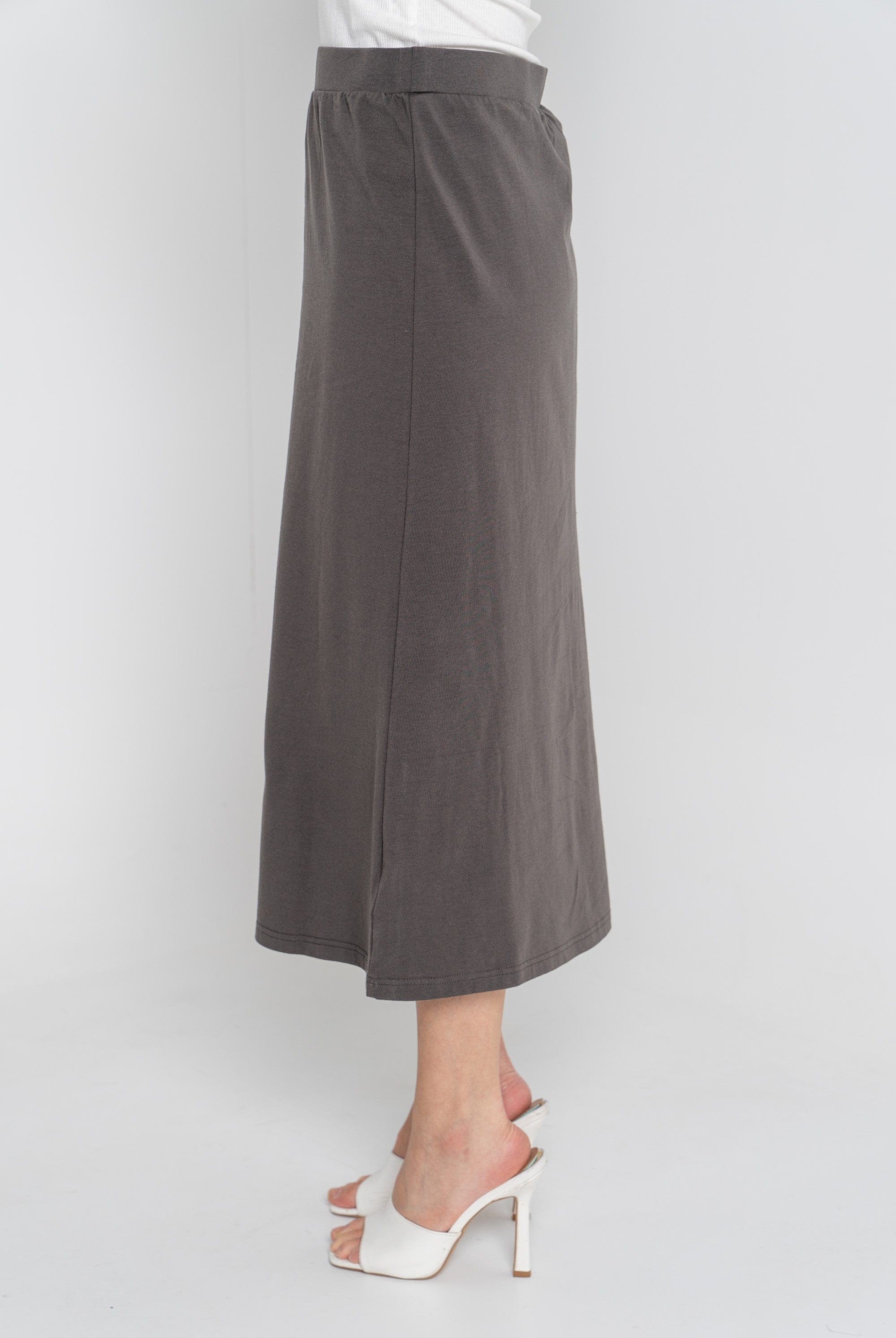 ميكا تنورة ميدي سادة نسائية بخصر مطاطي