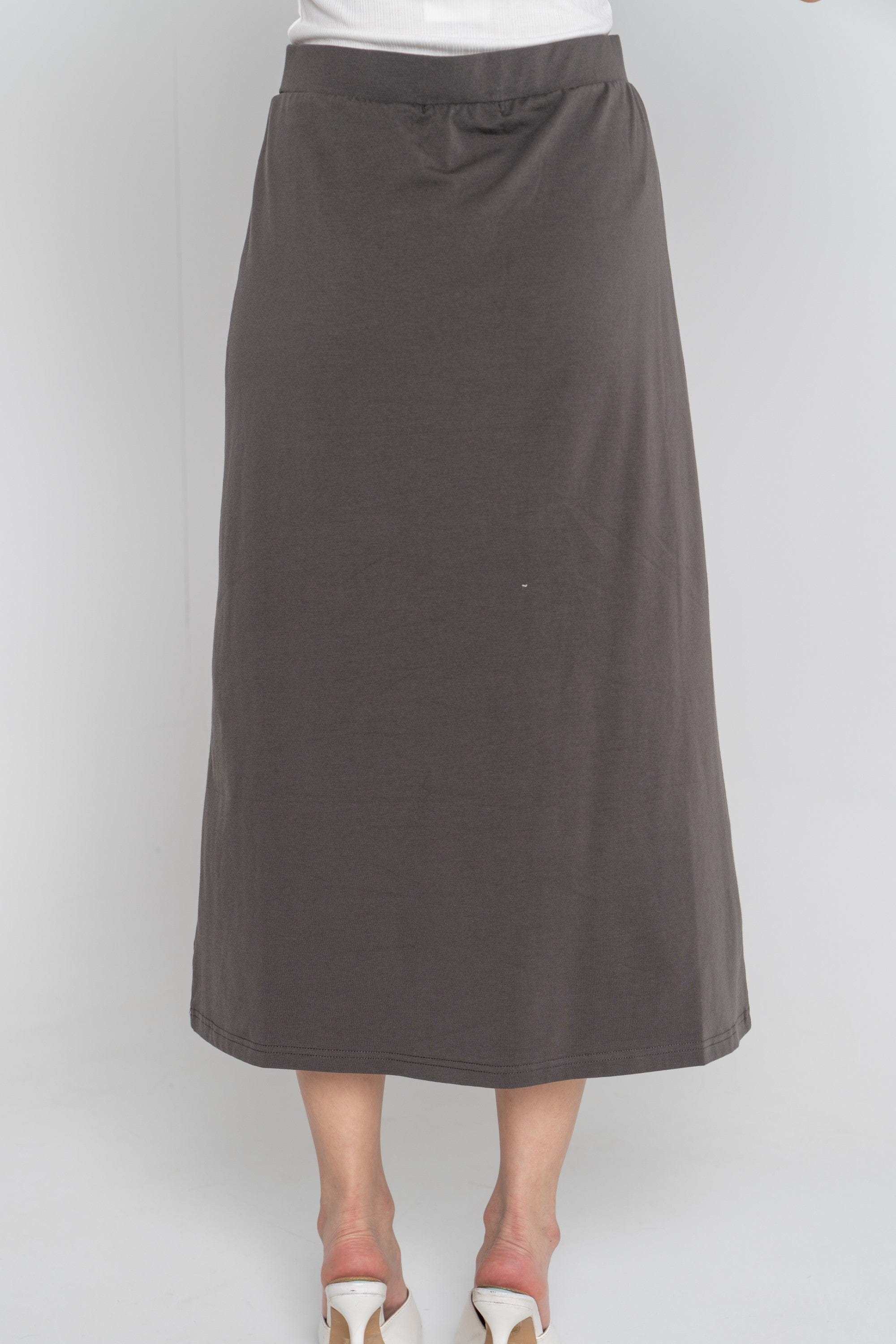 ميكا تنورة ميدي سادة نسائية بخصر مطاطي