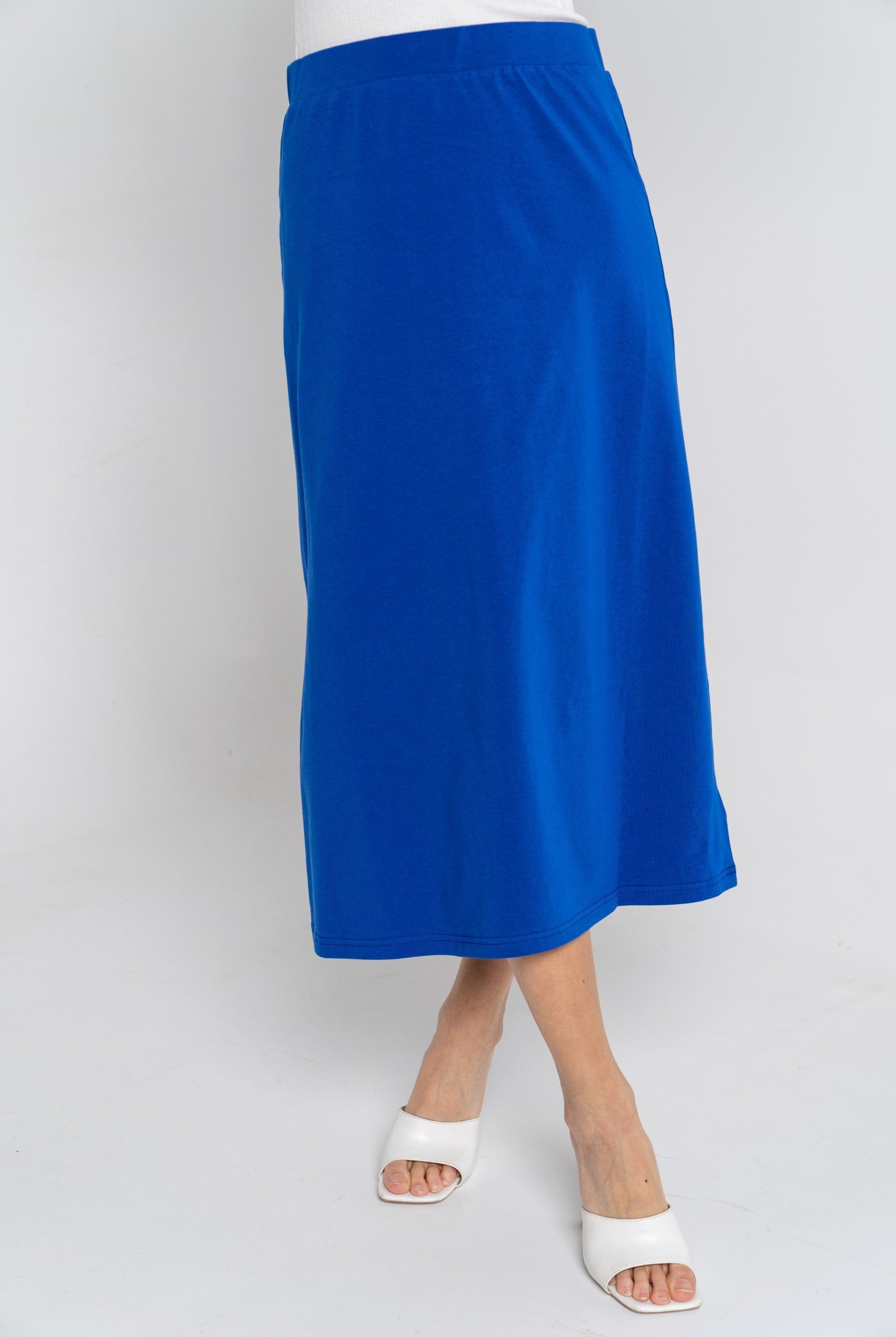 ميكا تنورة ميدي سادة نسائية بخصر مطاطي