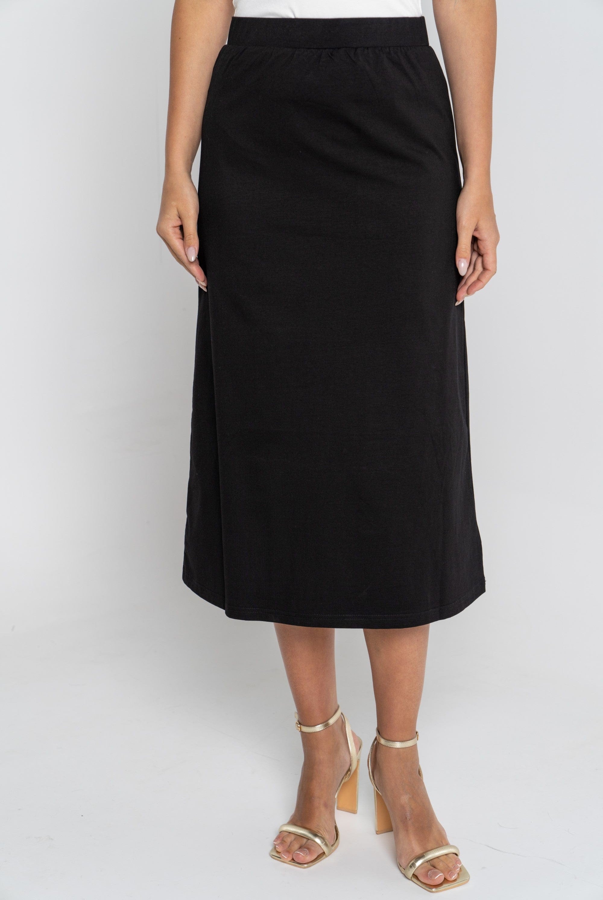 ميكا تنورة ميدي سادة نسائية بخصر مطاطي