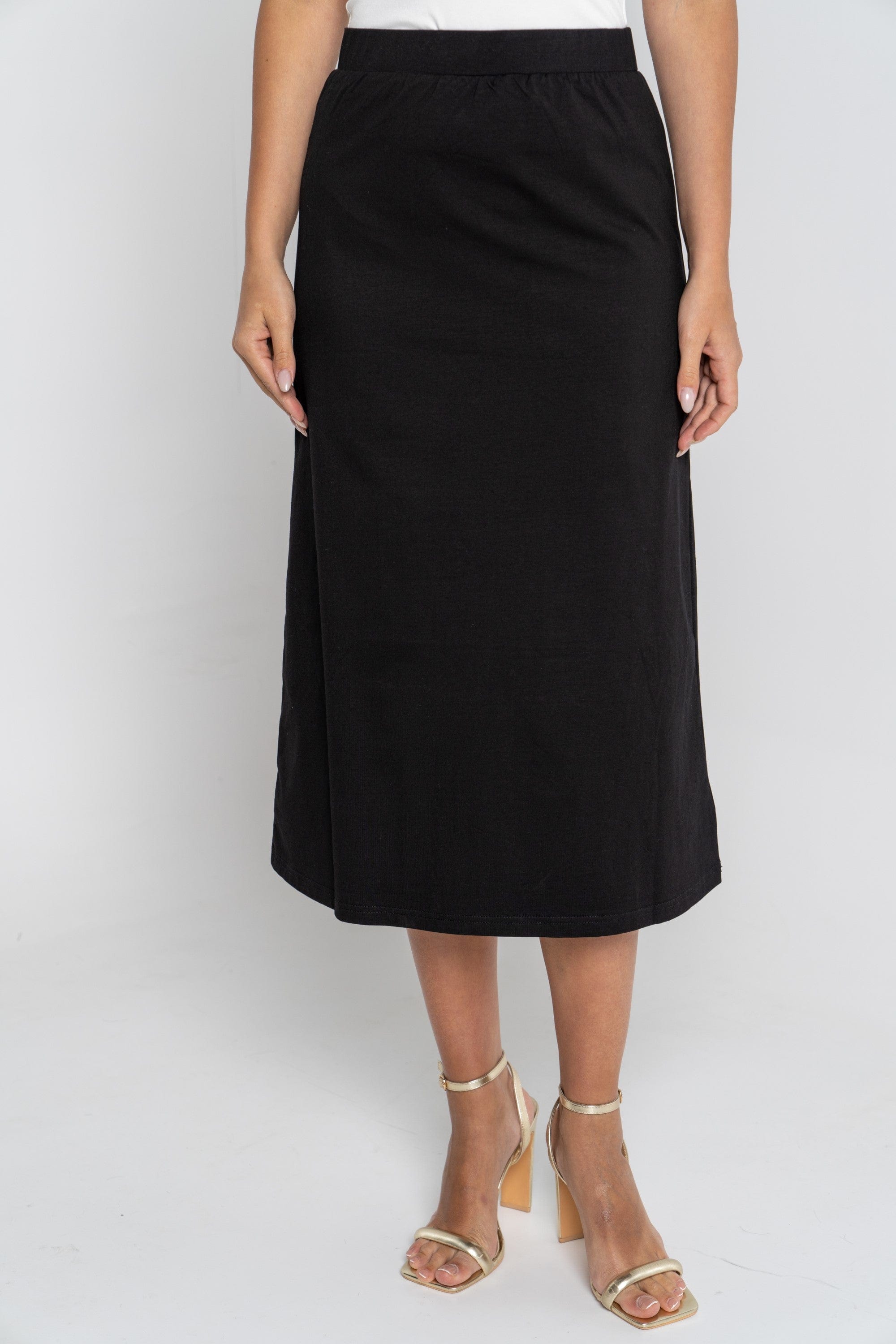 ميكا تنورة ميدي سادة نسائية بخصر مطاطي