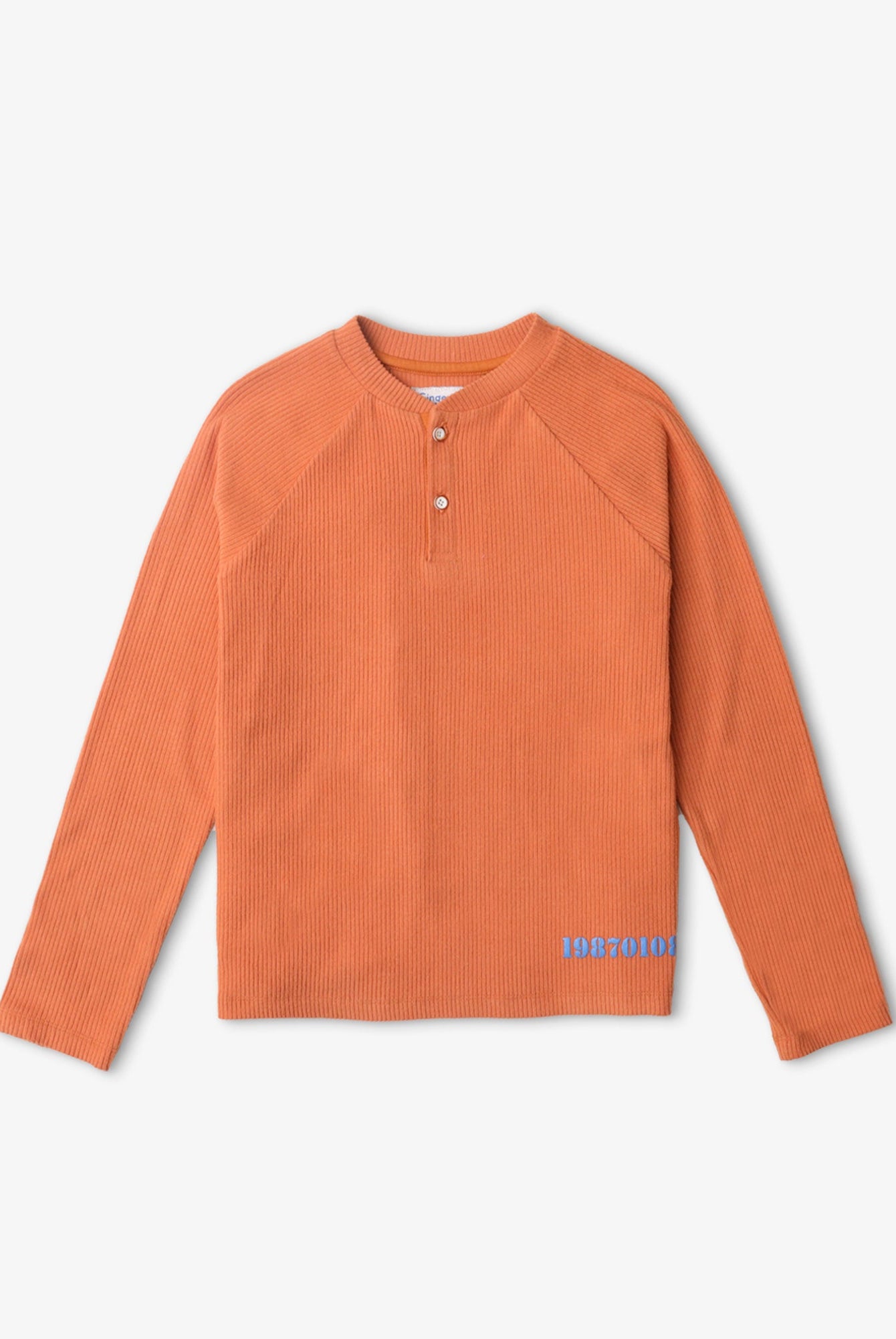 جينجرسنابس تي شيرت ولادي مضلع بأكمام طويلة بني