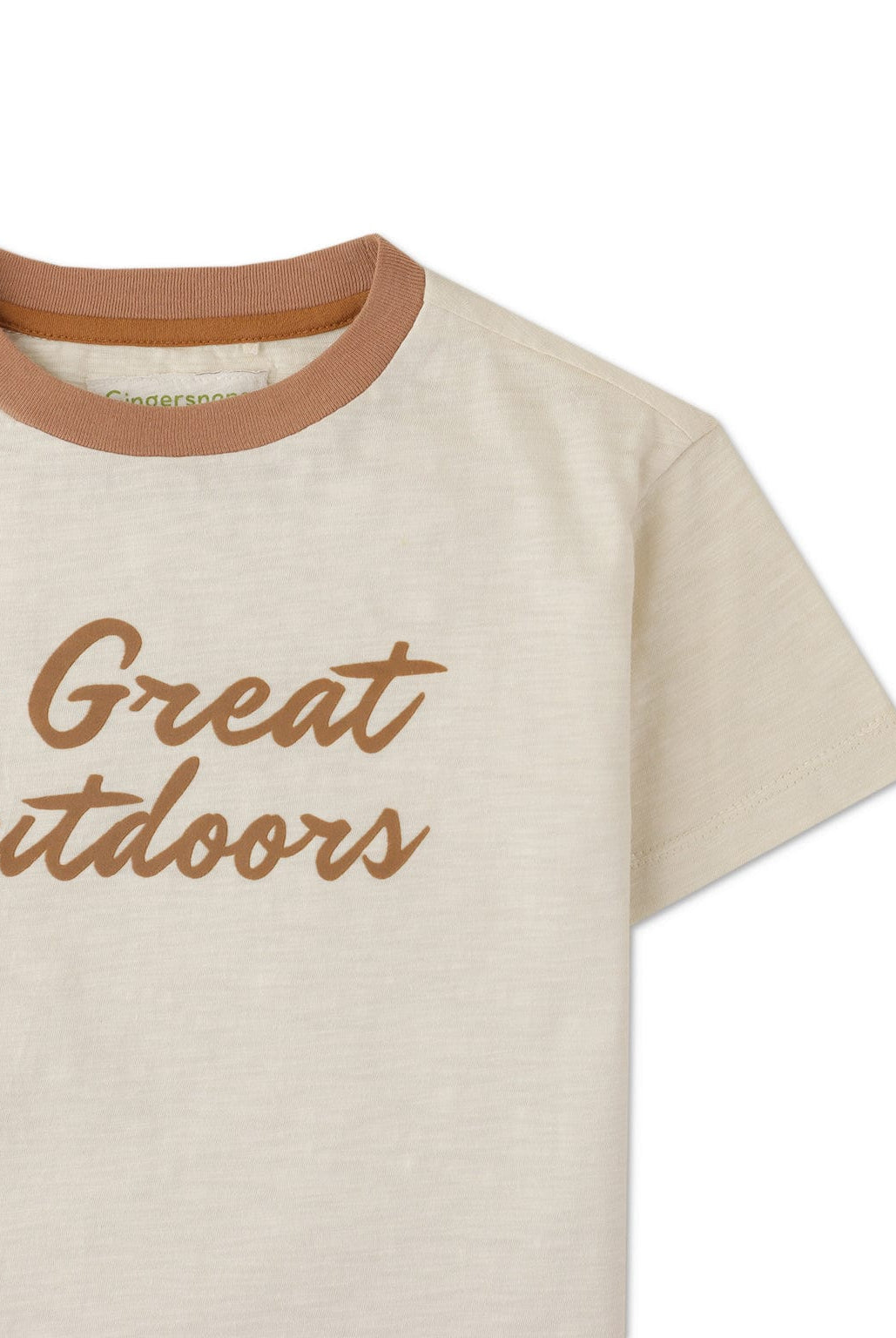 جينجرسنابس تيشيرت نص كم بطبعة أمامية ولادي أوف وايت