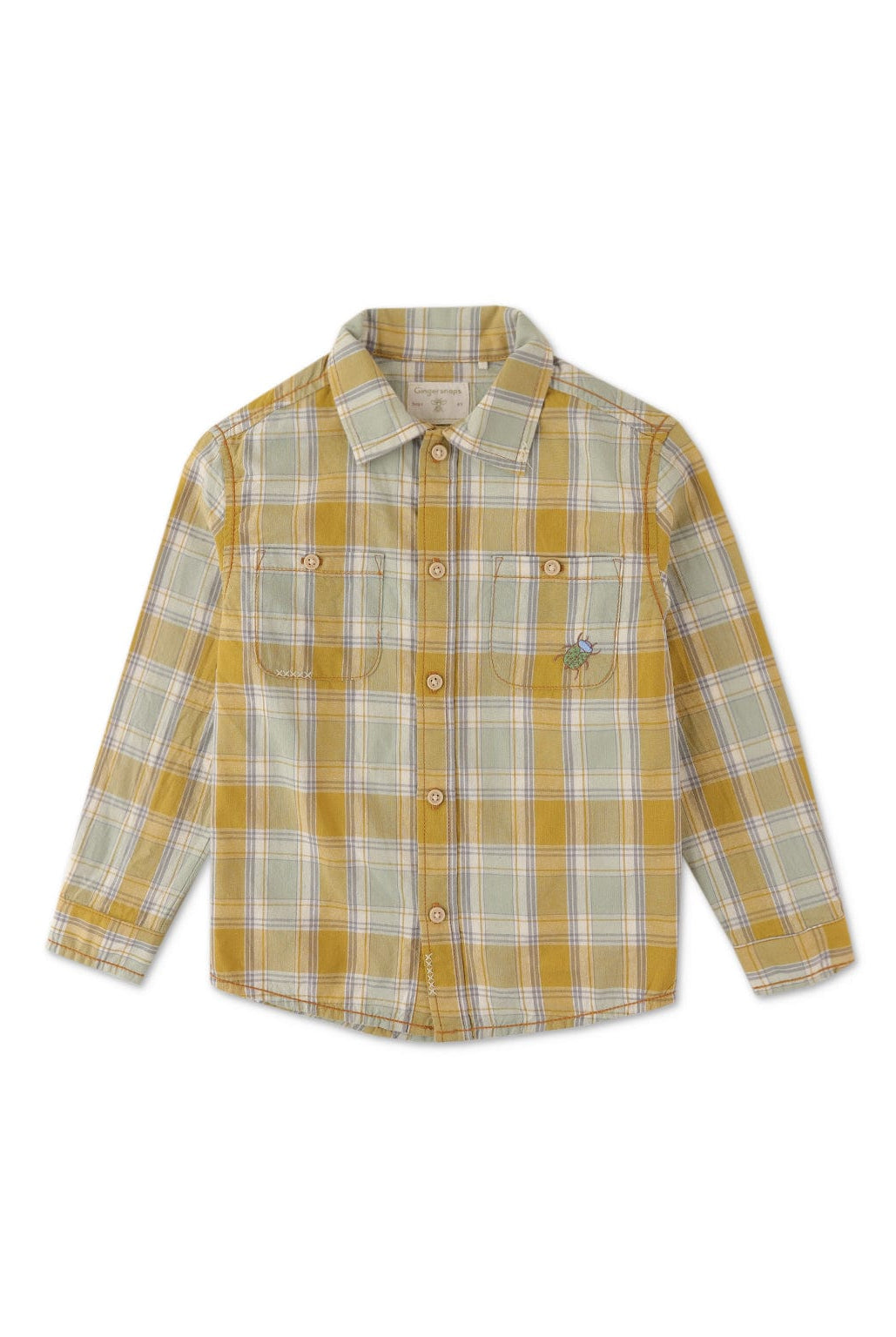 جينجرسنابس قميص مقلم بجيوب أمامية كم طويل أولادي متعدد الألوان