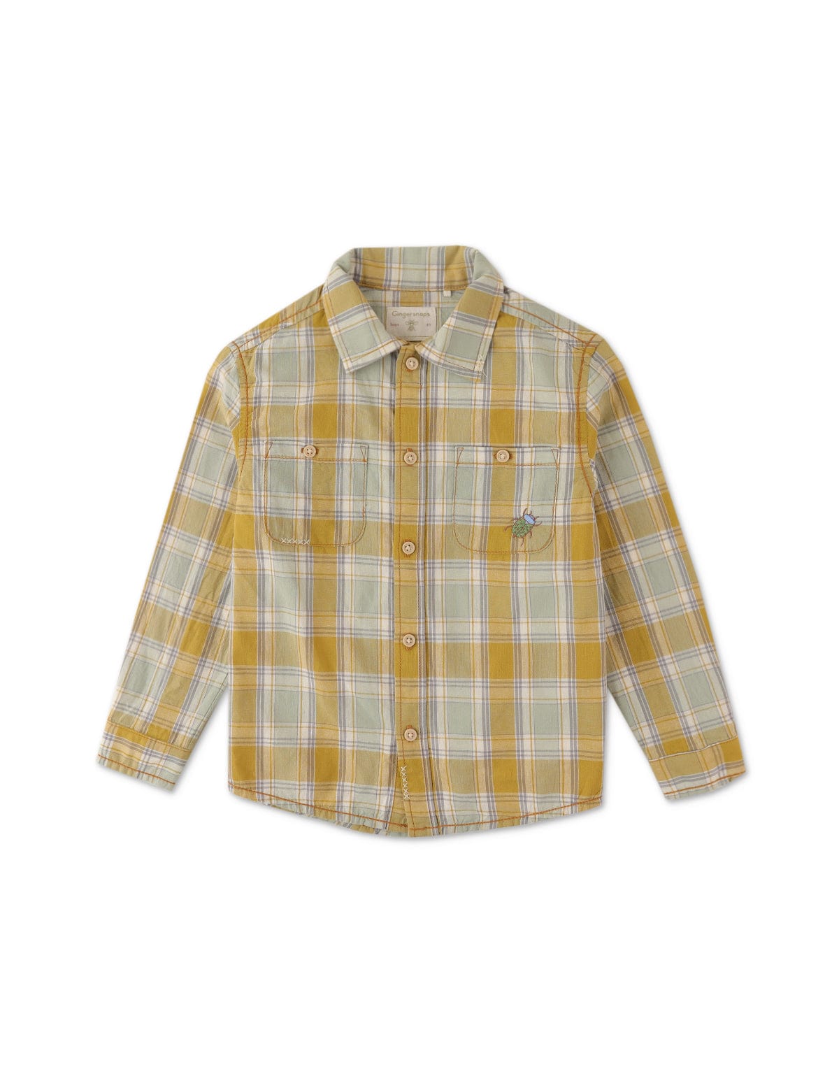 جينجرسنابس قميص مقلم بجيوب أمامية كم طويل أولادي متعدد الألوان