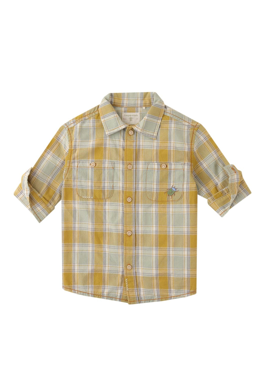 جينجرسنابس قميص مقلم بجيوب أمامية كم طويل أولادي متعدد الألوان