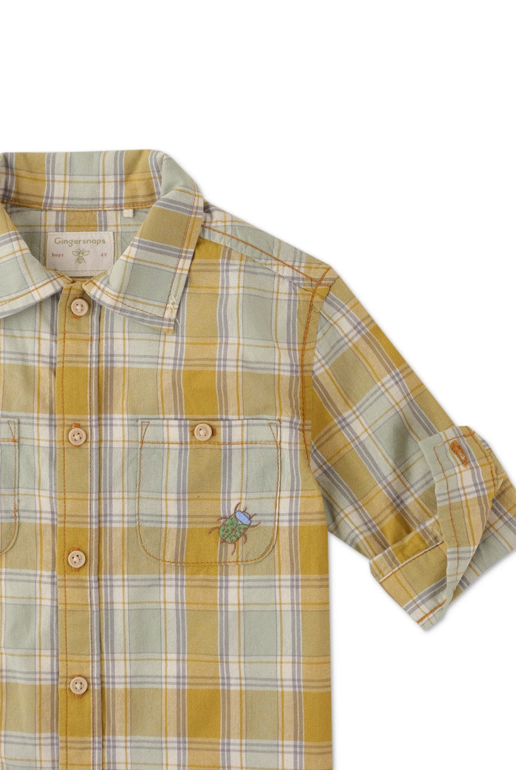 جينجرسنابس قميص مقلم بجيوب أمامية كم طويل أولادي متعدد الألوان