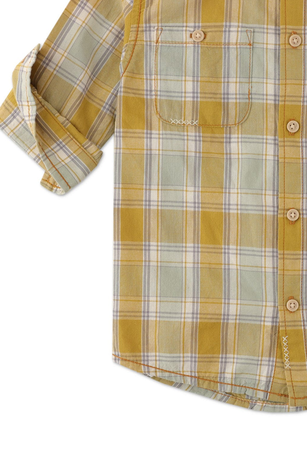 جينجرسنابس قميص مقلم بجيوب أمامية كم طويل أولادي متعدد الألوان