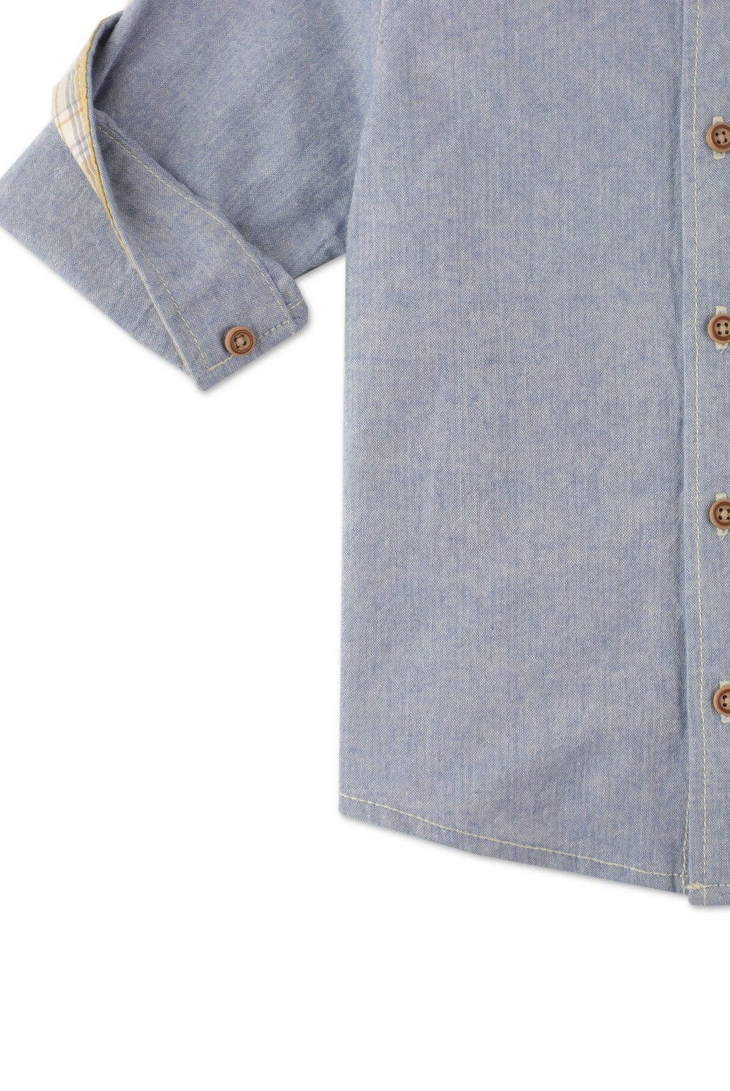 جينجرسنابس قميص بولو سادة بأزرار أمامية كم طويل ولادي أزرق