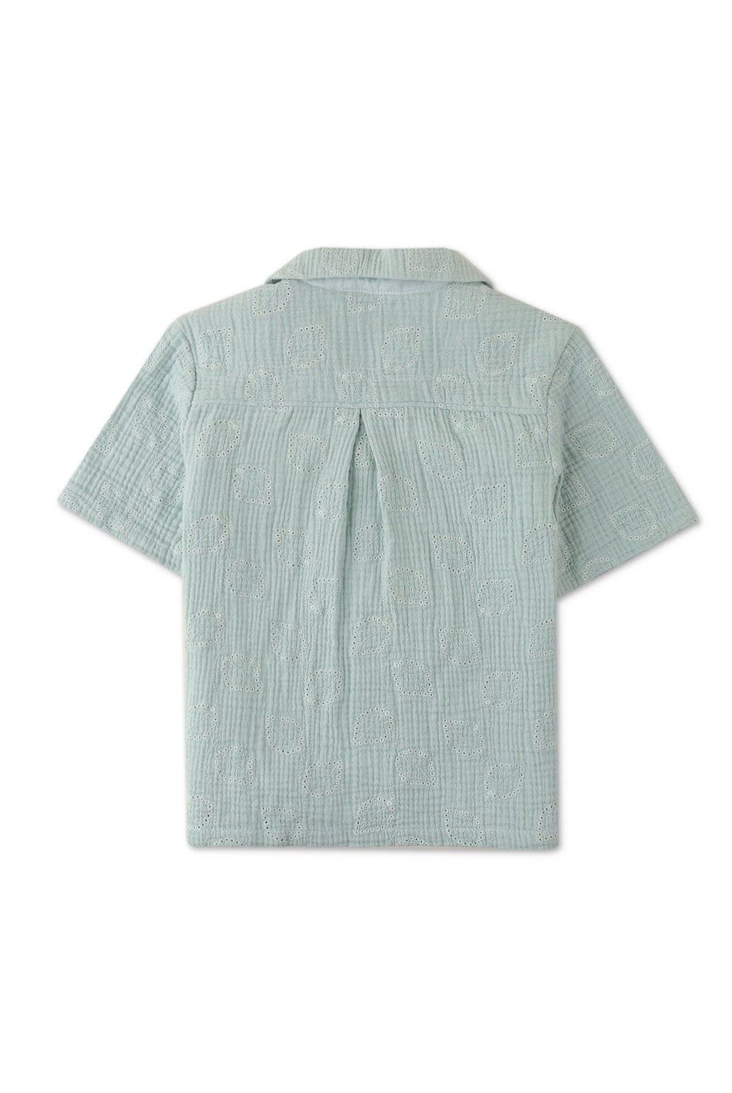 جينجرسنابس قميص بنقشة ورق شجر مخرم نص كم أولادي أخضر