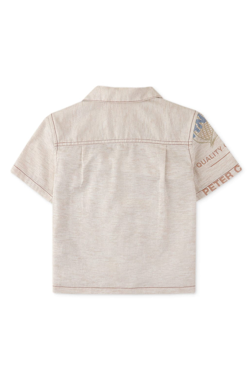 جينجرسنابس قميص بأزرار أمامية منقوش نص كم ولادي أبيض