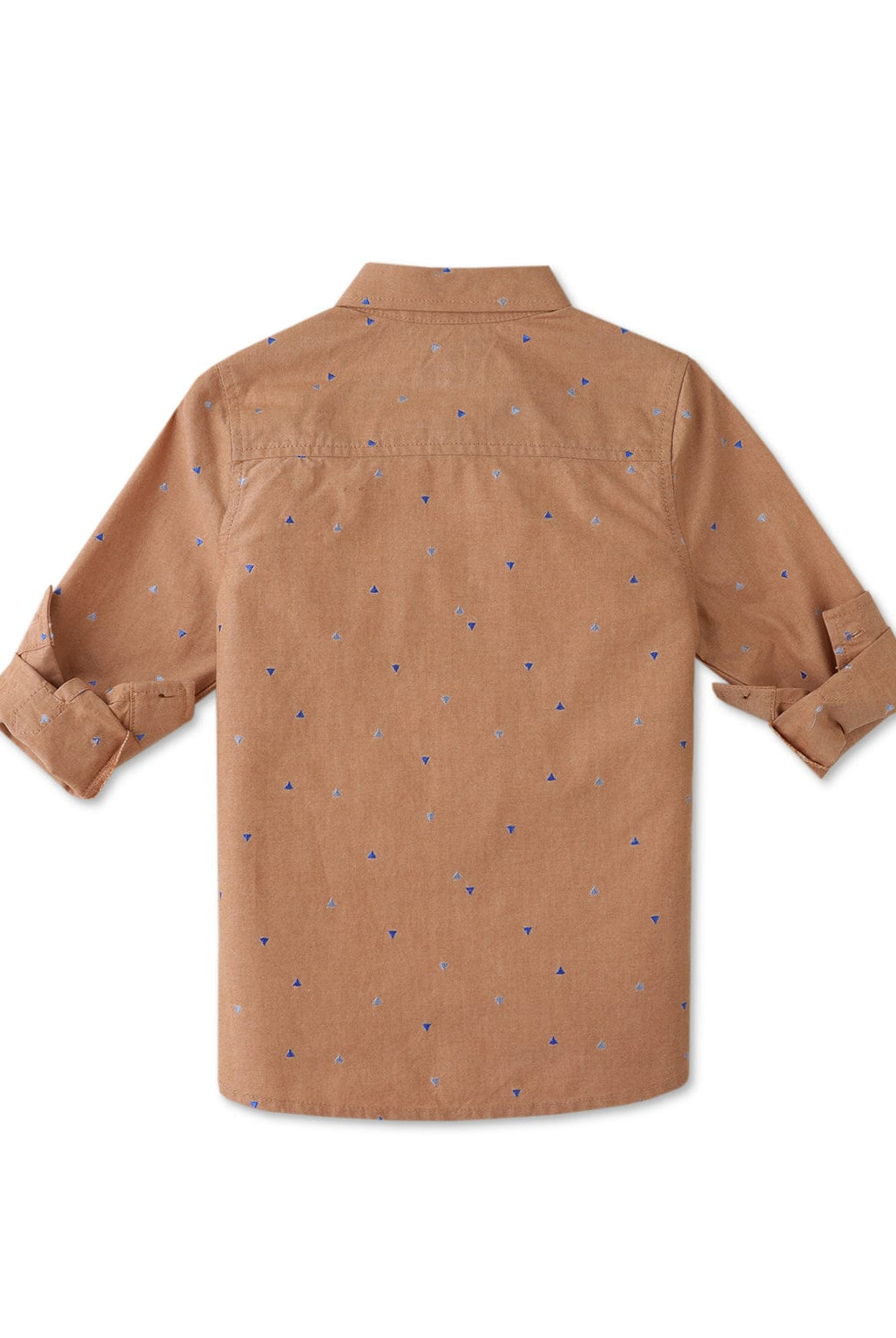 جينجرسنابس قميص ولادي منقوش بأزرار أمامية كم طويل بني