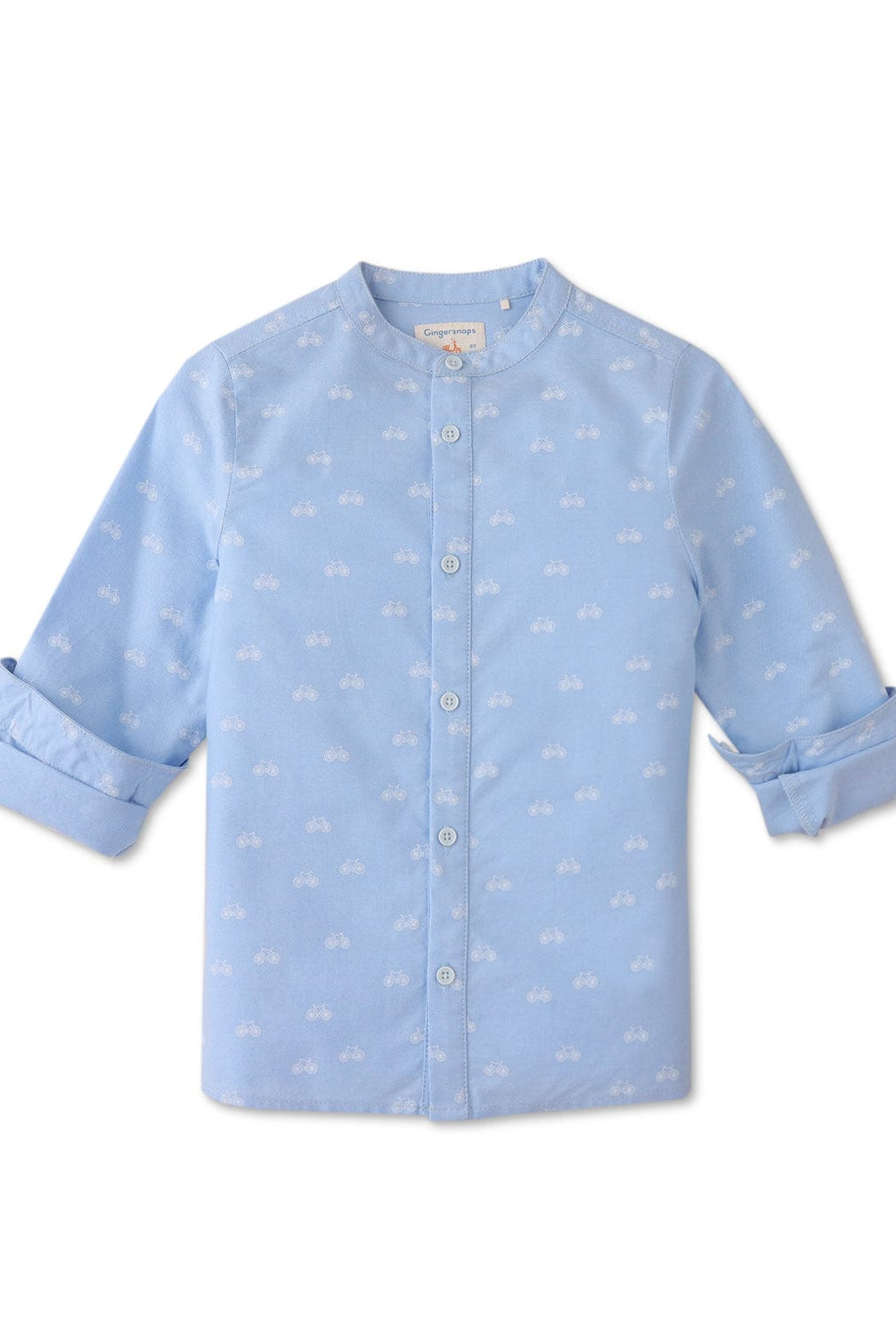 جينجرسنابس قميص ولادي بنقشة سحاب كم طويل أزرق