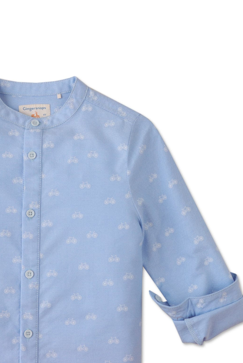 جينجرسنابس قميص ولادي بنقشة سحاب كم طويل أزرق