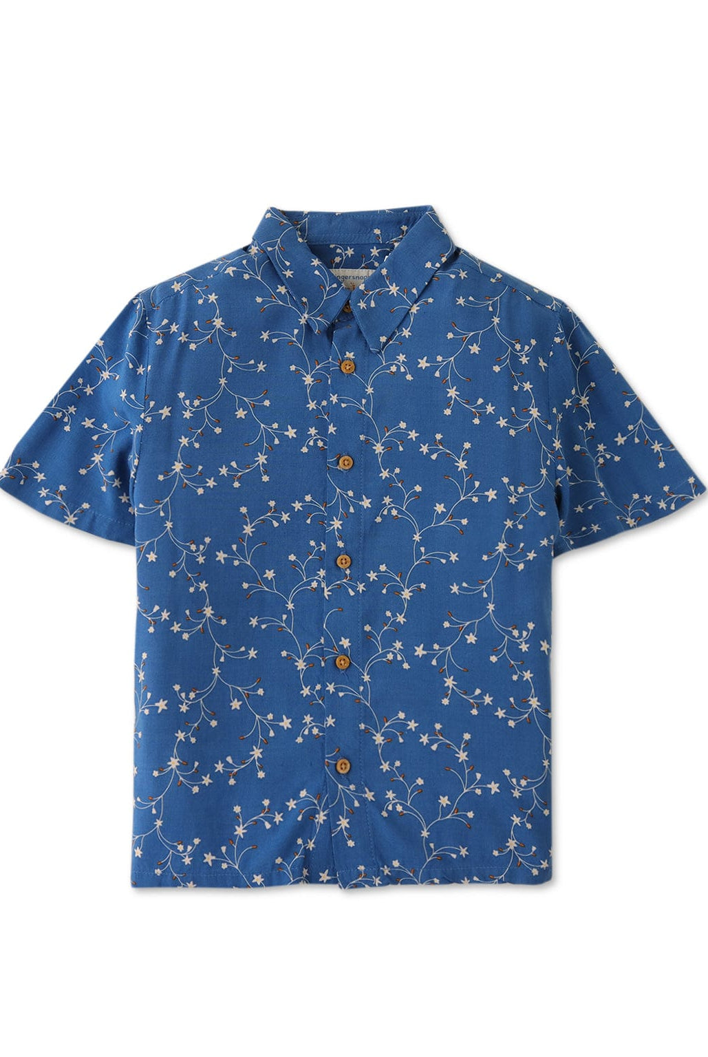 جينجرسنابس قميص ولادي موردة بأزرار أمامية نص كم أزرق