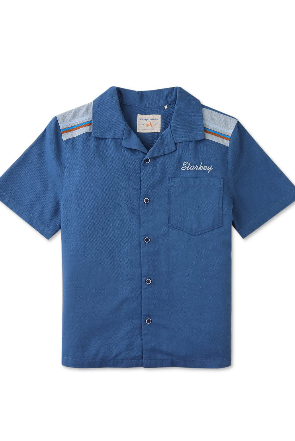 جينجرسنابس قميص ولادي سادة بجيب أمامي نص كم أزرق