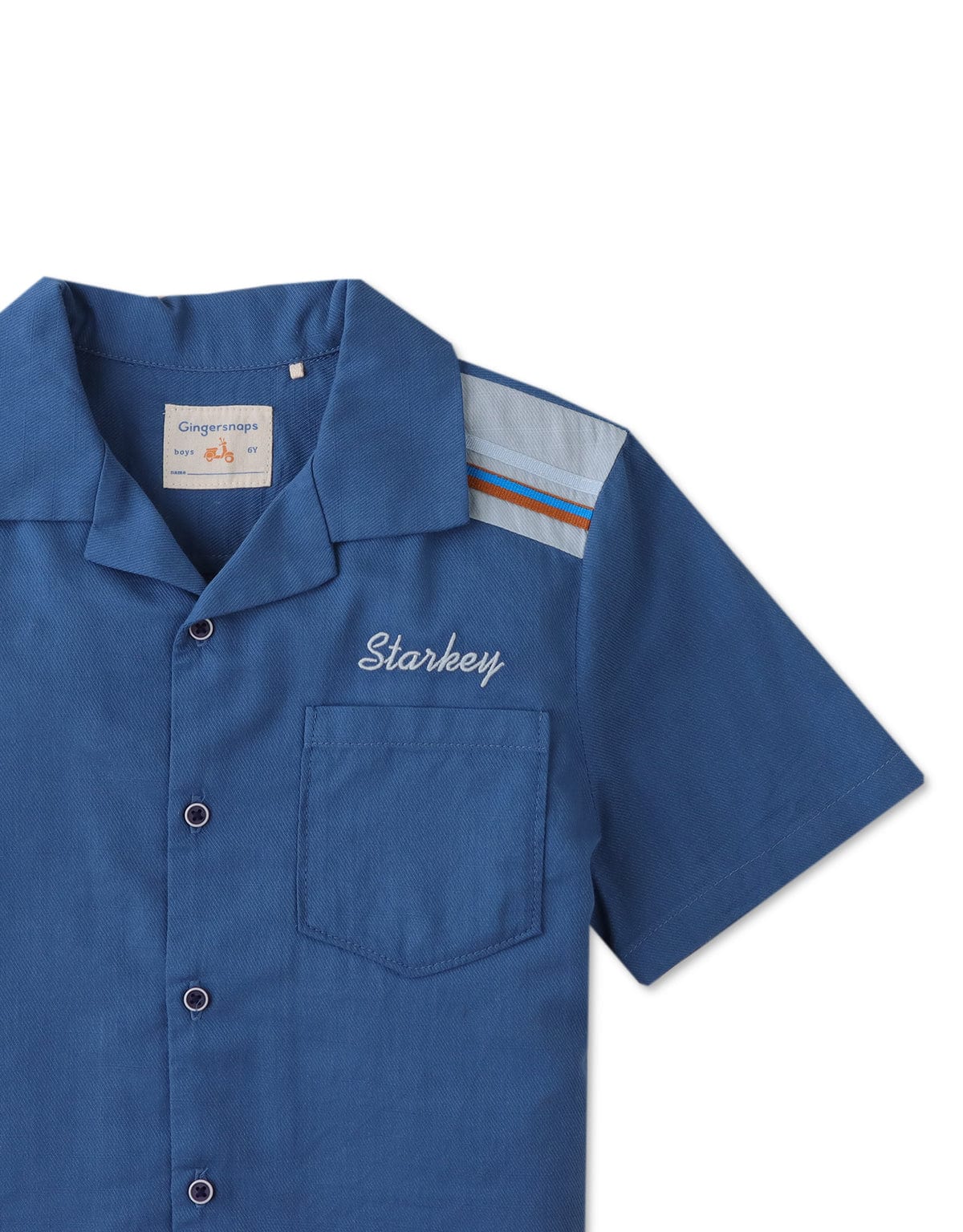 جينجرسنابس قميص ولادي سادة بجيب أمامي نص كم أزرق