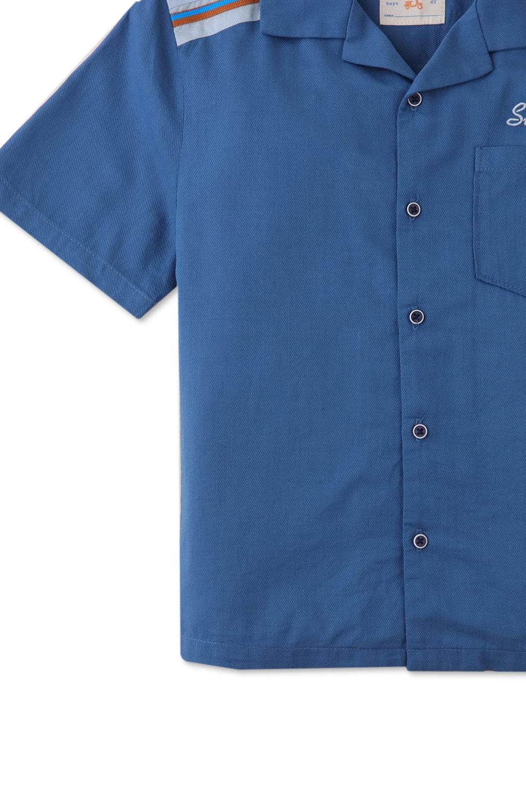 جينجرسنابس قميص ولادي سادة بجيب أمامي نص كم أزرق