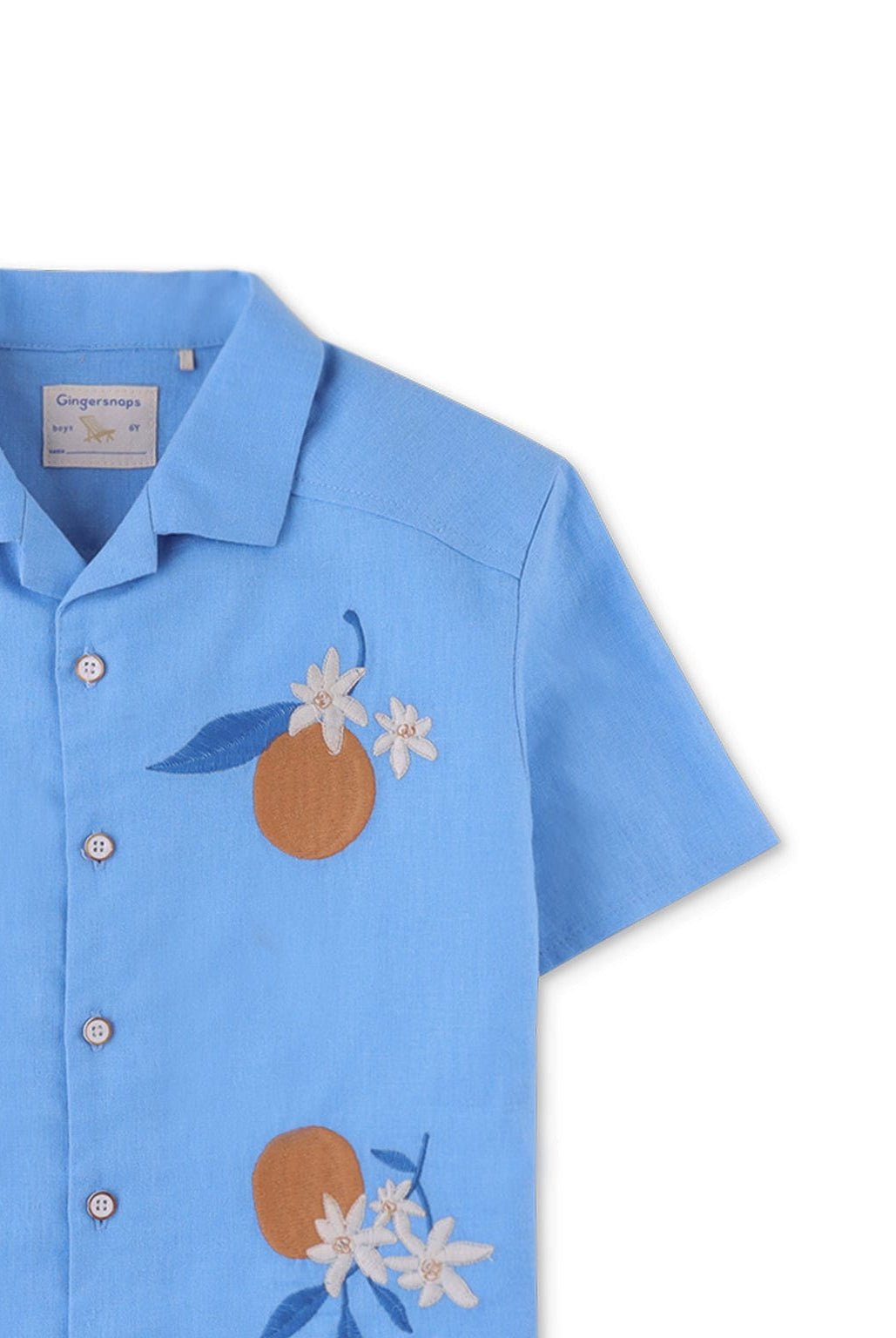 جينجرسنابس قميص بولو ولادي نص كم مطرز بأزرار أمامية