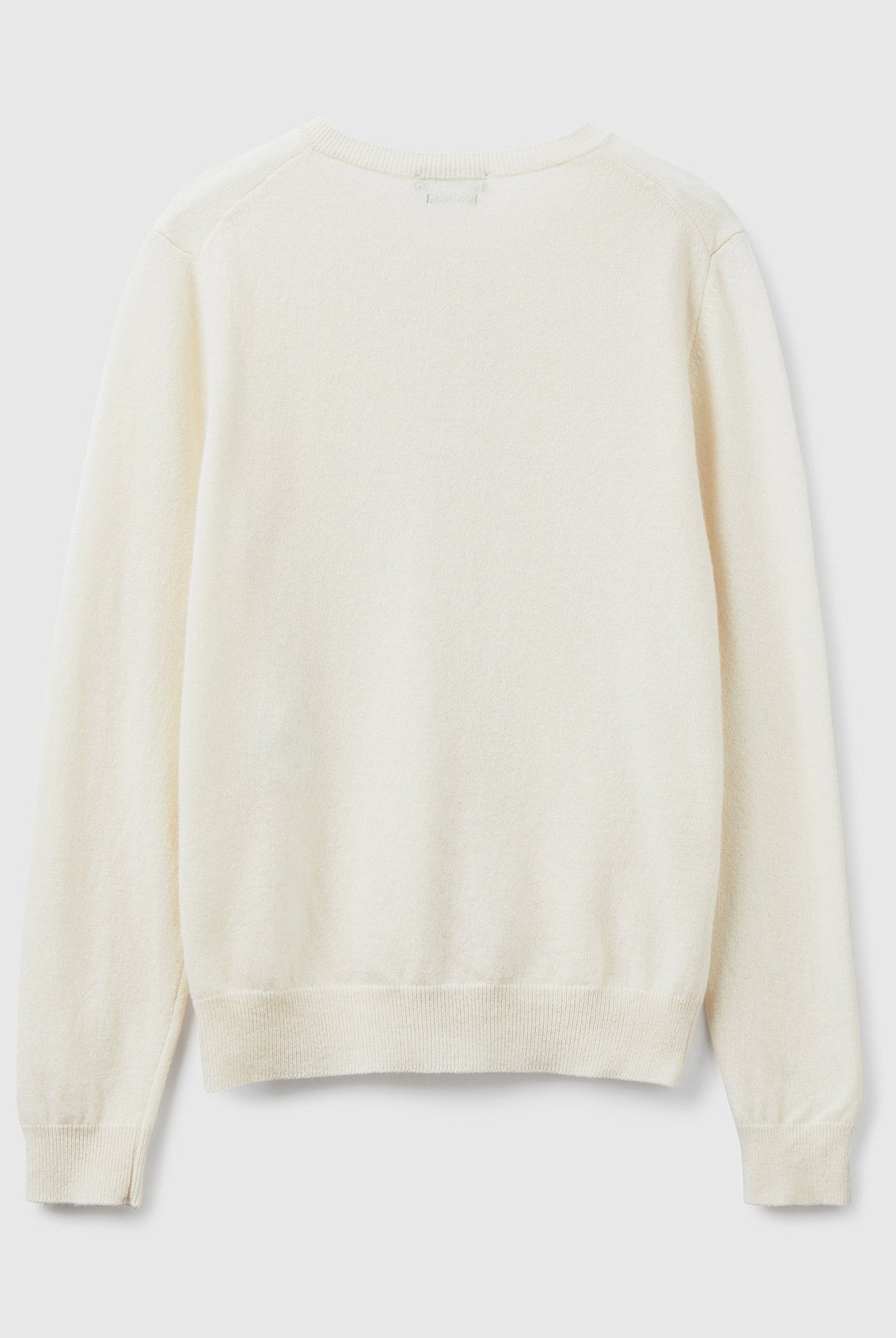 يونايتد كولورز اوف بينيتون كارديجان بياقة دائرية باللون الكريمي من صوف ميرينو الخالص نسائي