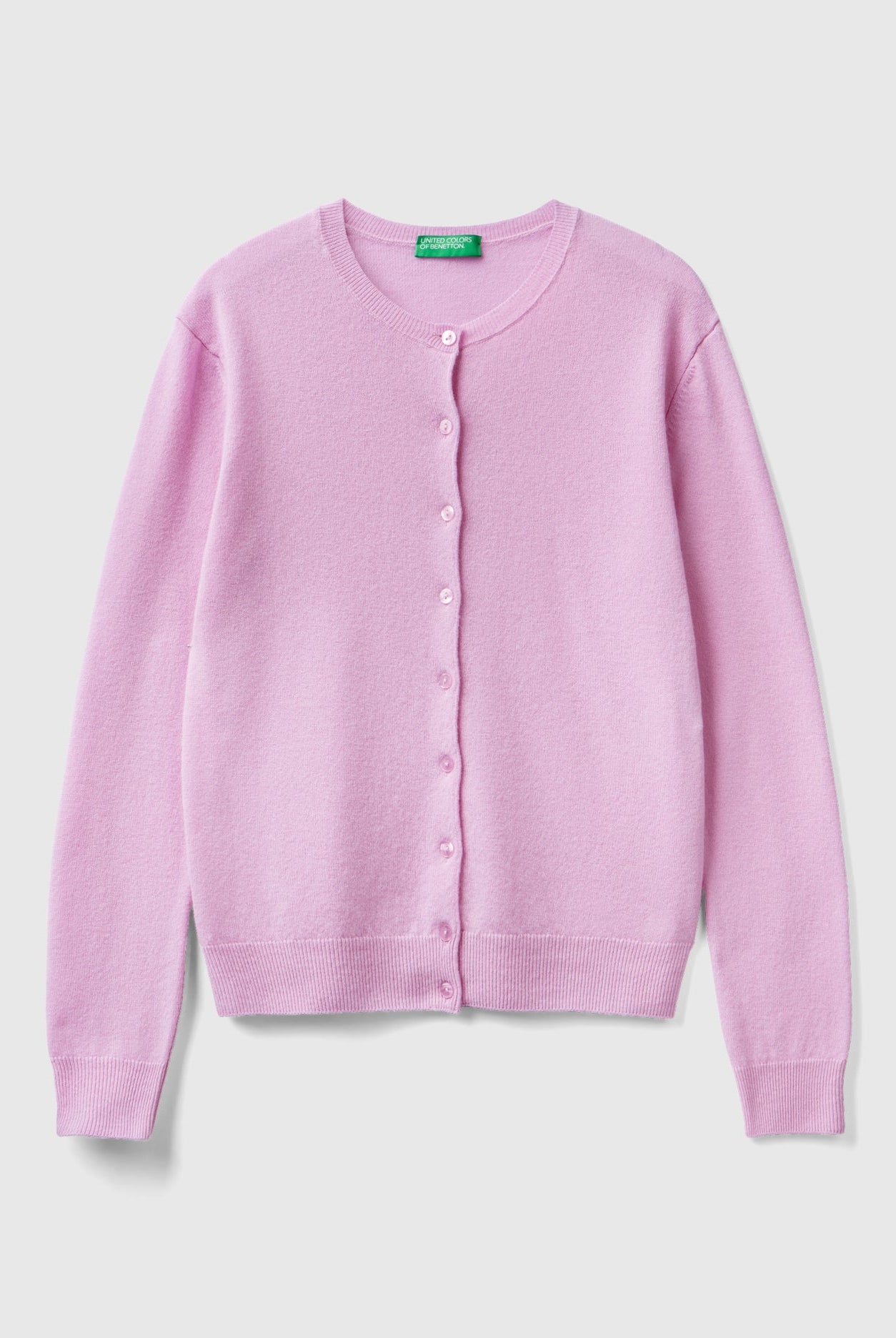 يونايتد كولورز اوف بينيتون كارديجان بياقة دائرية باللون الكريمي من صوف ميرينو الخالص نسائي