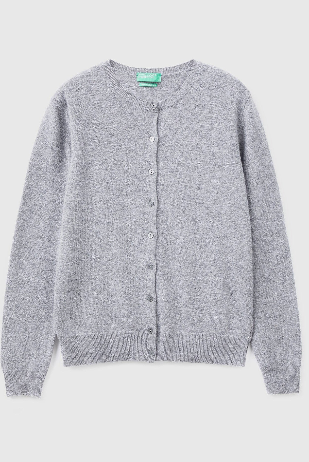 يونايتد كولورز اوف بينيتون كارديجان بياقة دائرية باللون الكريمي من صوف ميرينو الخالص نسائي