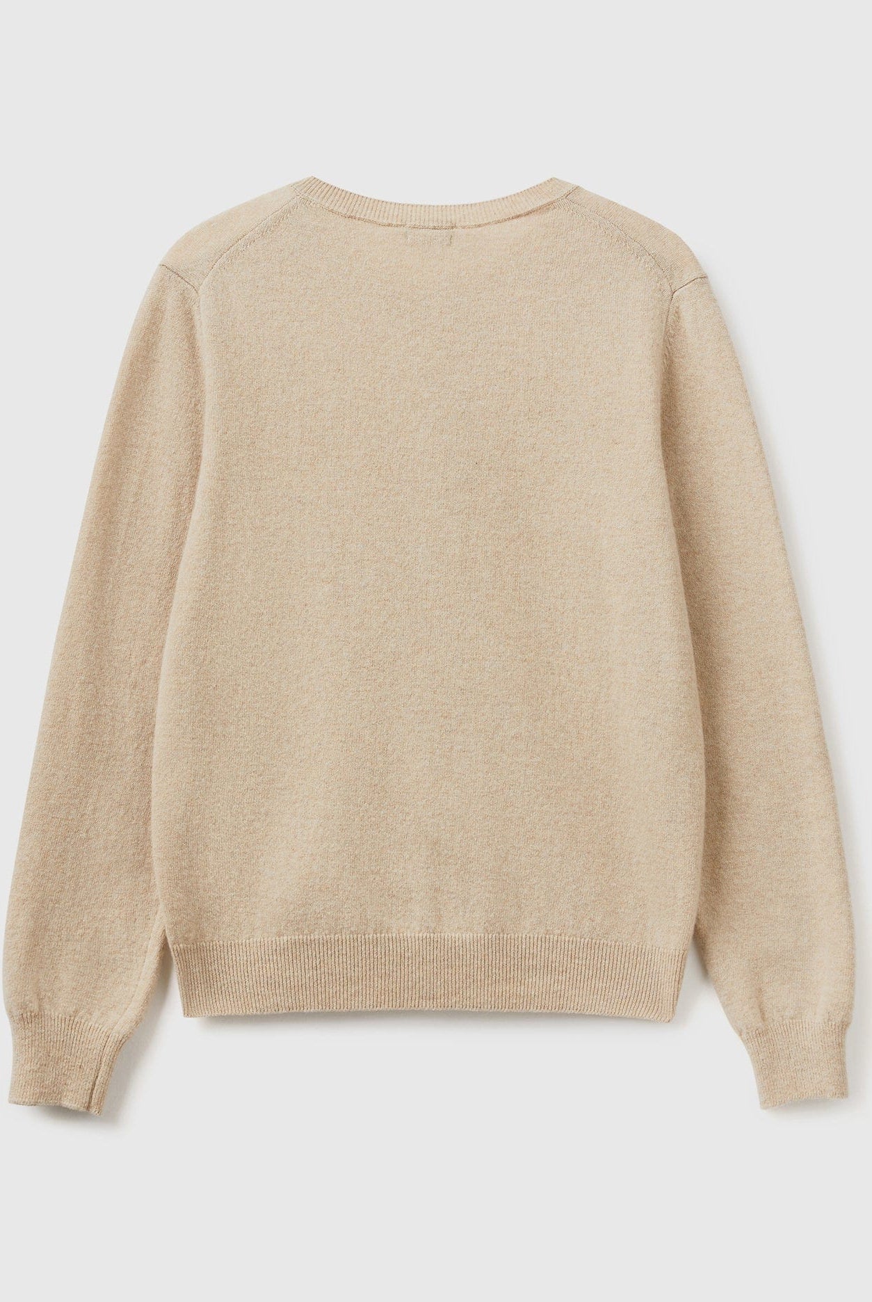 يونايتد كولورز اوف بينيتون كارديجان بياقة دائرية باللون الكريمي من صوف ميرينو الخالص نسائي