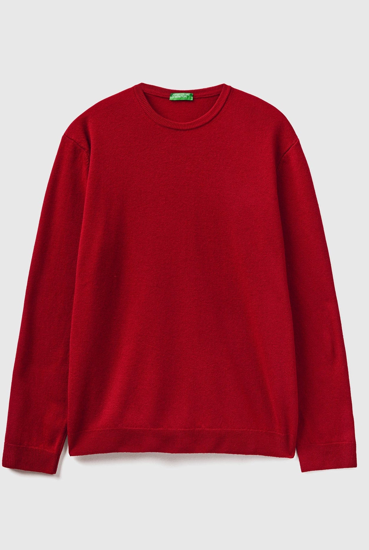 يونايتد كولورز اوف بينيتون بلوفر برقبة دائرية بلون بورجوندي من صوف ميرينو الخالص رجالي