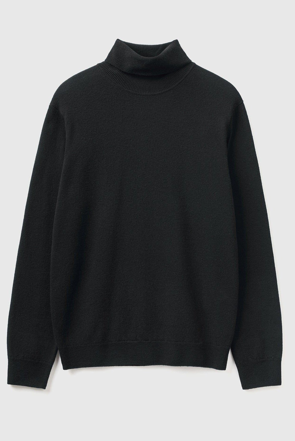 يونايتد كولورز اوف بينيتون بلوفر ذو رقبة عالية أسود من صوف الميرينو الخالص رجالي