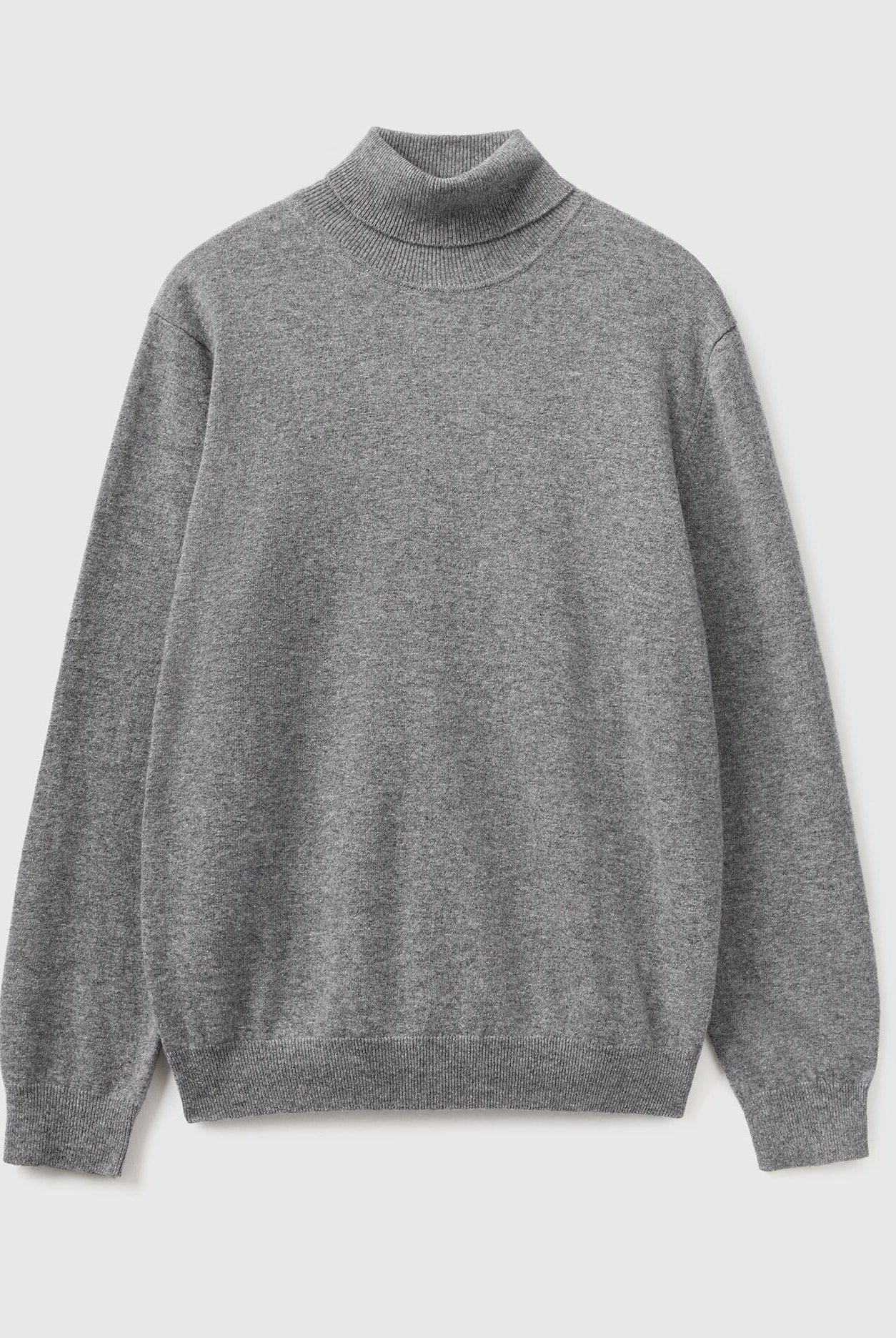 يونايتد كولورز اوف بينيتون بلوفر ذو رقبة عالية أسود من صوف الميرينو الخالص رجالي