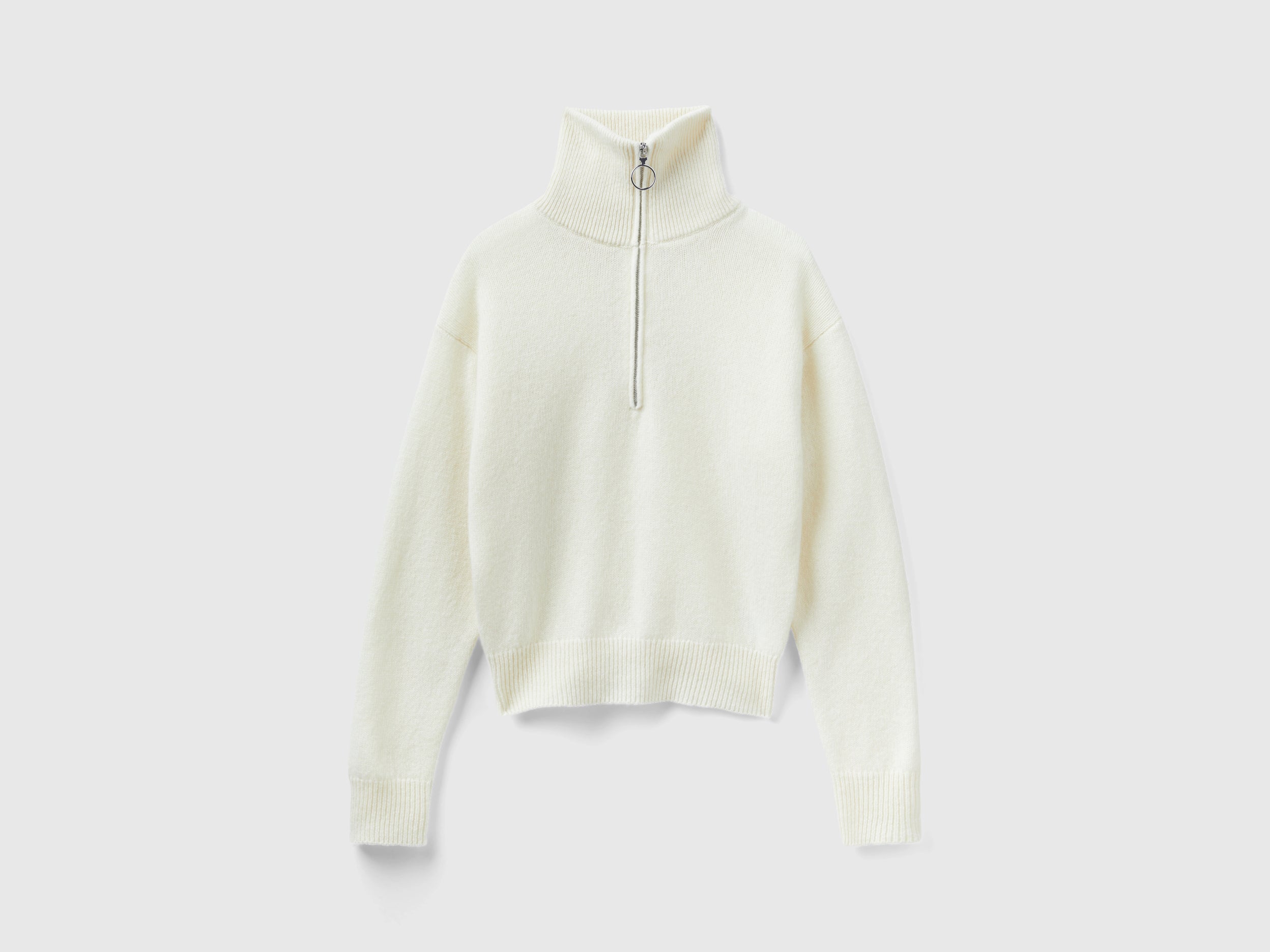 يونايتد كولورز اوف بينيتون بلوفر سادة بسحاب كم طويل نسائي