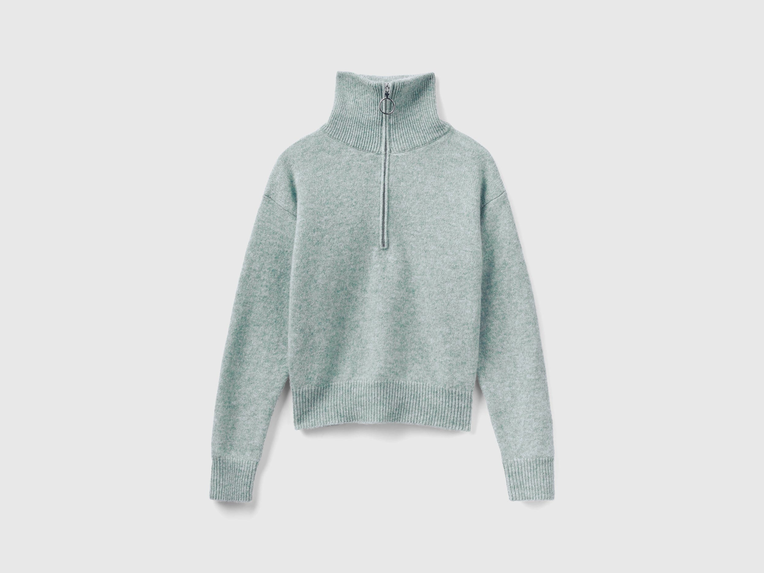 يونايتد كولورز اوف بينيتون بلوفر سادة بسحاب كم طويل نسائي